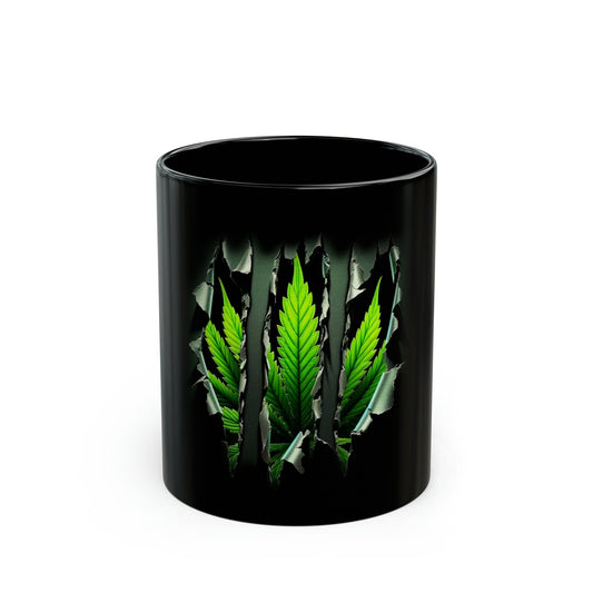 WEED SLASH - Black Base Coffee Mugs - Perfect Gift for Smokers, Stoners, Growers; Wake and Bake Mug / Weed Mug / Cannabis Cup