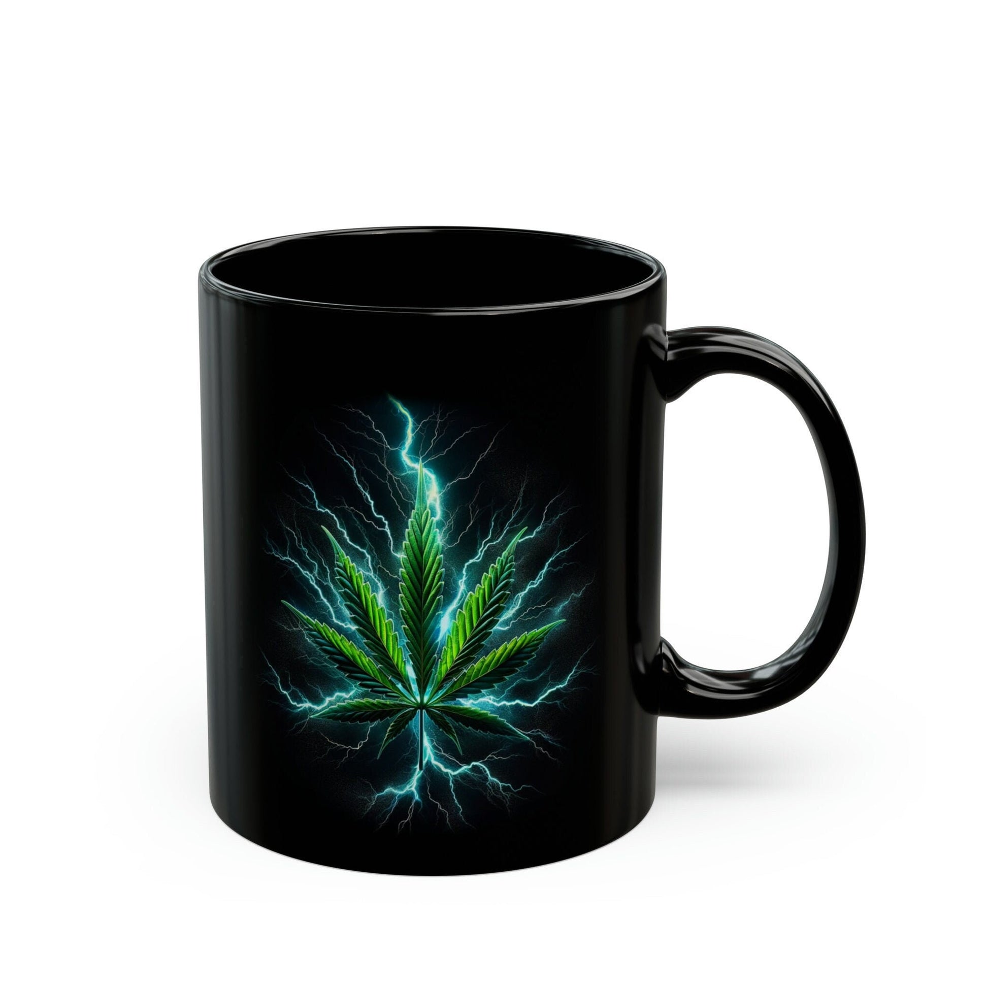 WEED LIGHTNING - Black Base Coffee Mugs - Perfect Gift for Smokers, Stoners, Growers; Wake and Bake Mug / Weed Mug / Stoner Mug