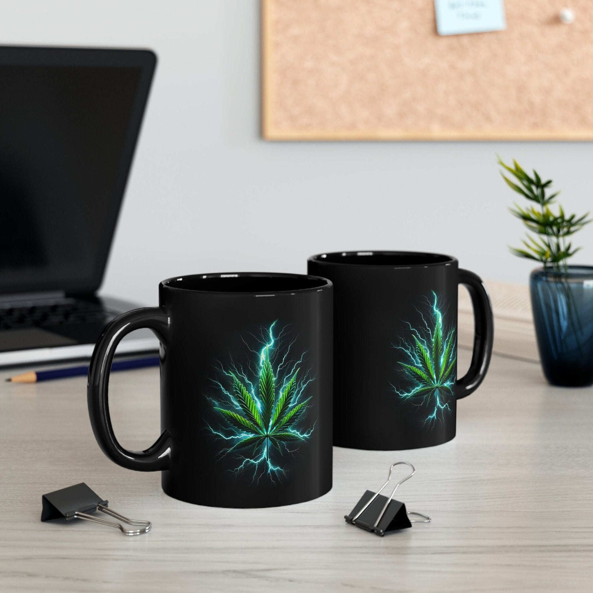 WEED LIGHTNING - Black Base Coffee Mugs - Perfect Gift for Smokers, Stoners, Growers; Wake and Bake Mug / Weed Mug / Stoner Mug