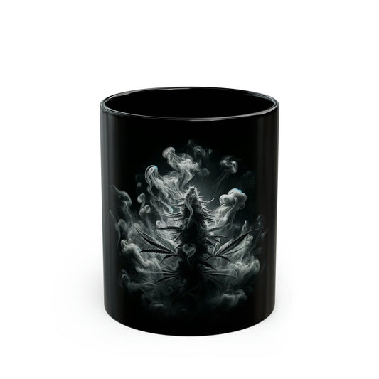 SMOKEY PLANT - Black Base Coffee Mugs - Perfect Gift for Smokers, Stoners, Marijuana Lovers, Growers; Weed Mug / Stoner Mug