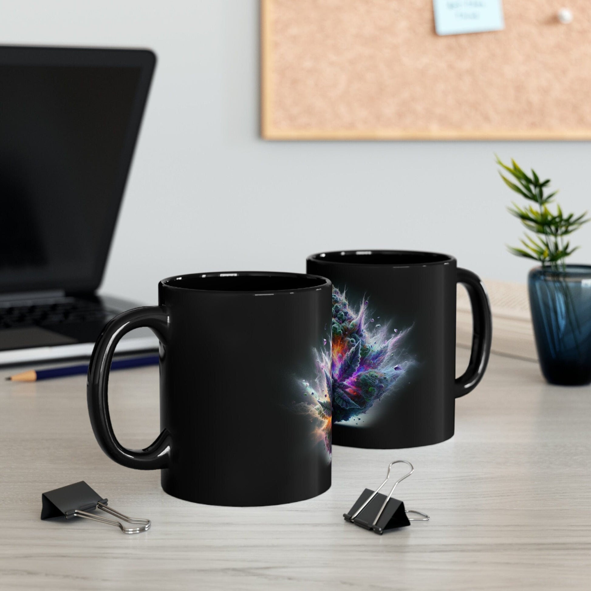 PURPLE WEED PLOSION - Black Base Coffee Mugs - Perfect Gift for Smokers, Stoners, Marijuana Lovers, Growers; Weed Mug / Stoner Mug