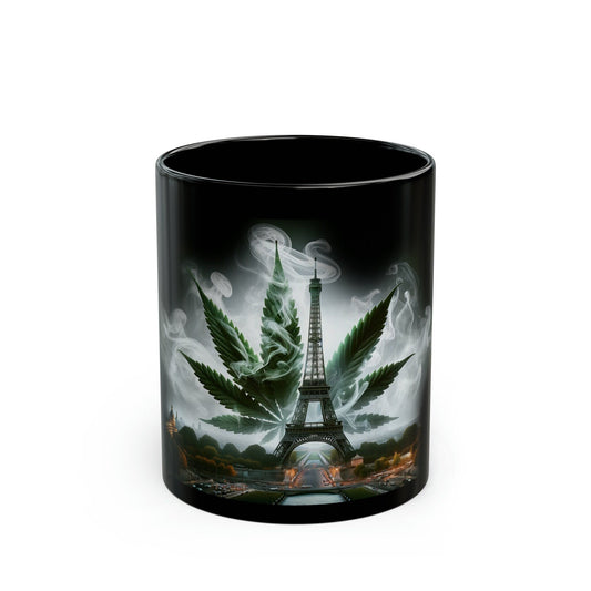 WEED PARIS - Black Base Coffee Mugs - Perfect Gift for Smokers, Stoners, Marijuana Lovers, Growers; WEED Mug / Stoner Mug
