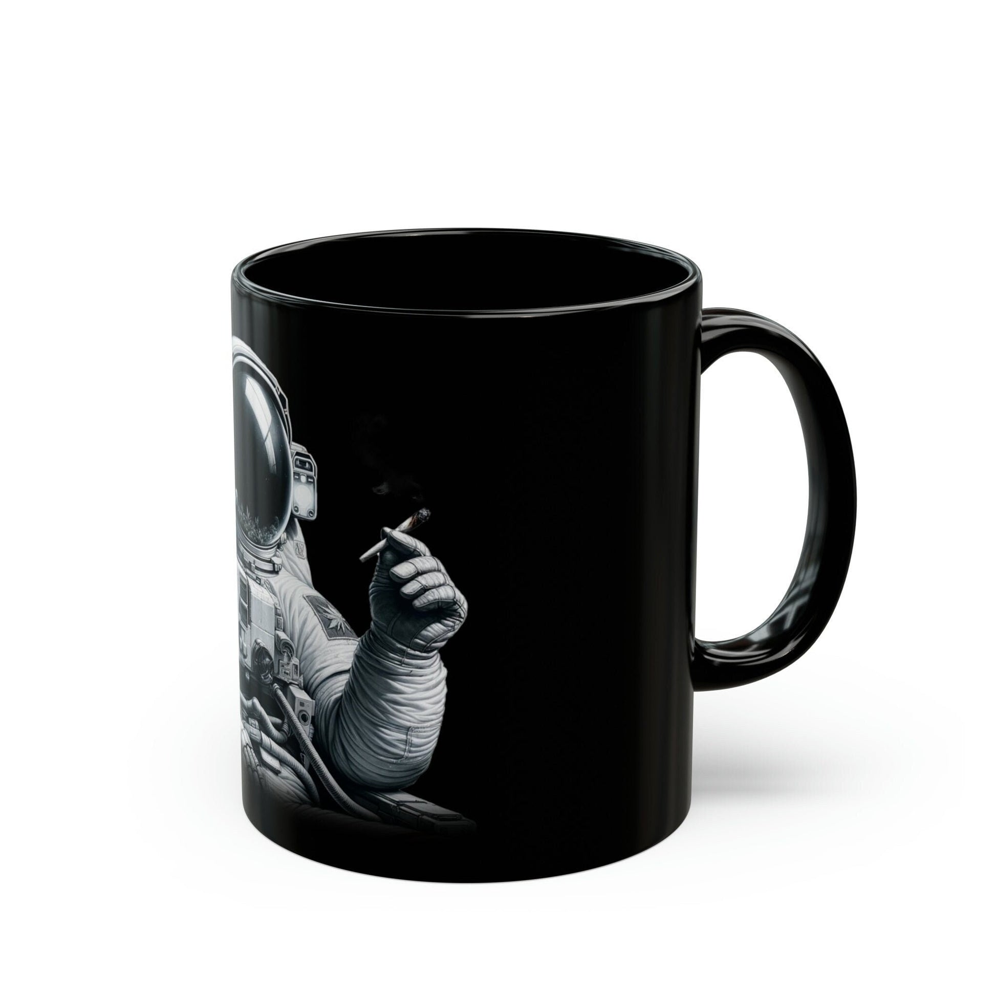 STONER ASTRONAUT - Black Base Coffee Mugs - Perfect Gift for Smokers, Stoners, Marijuana Lovers, Growers; WEED Mug / Stoner Mug