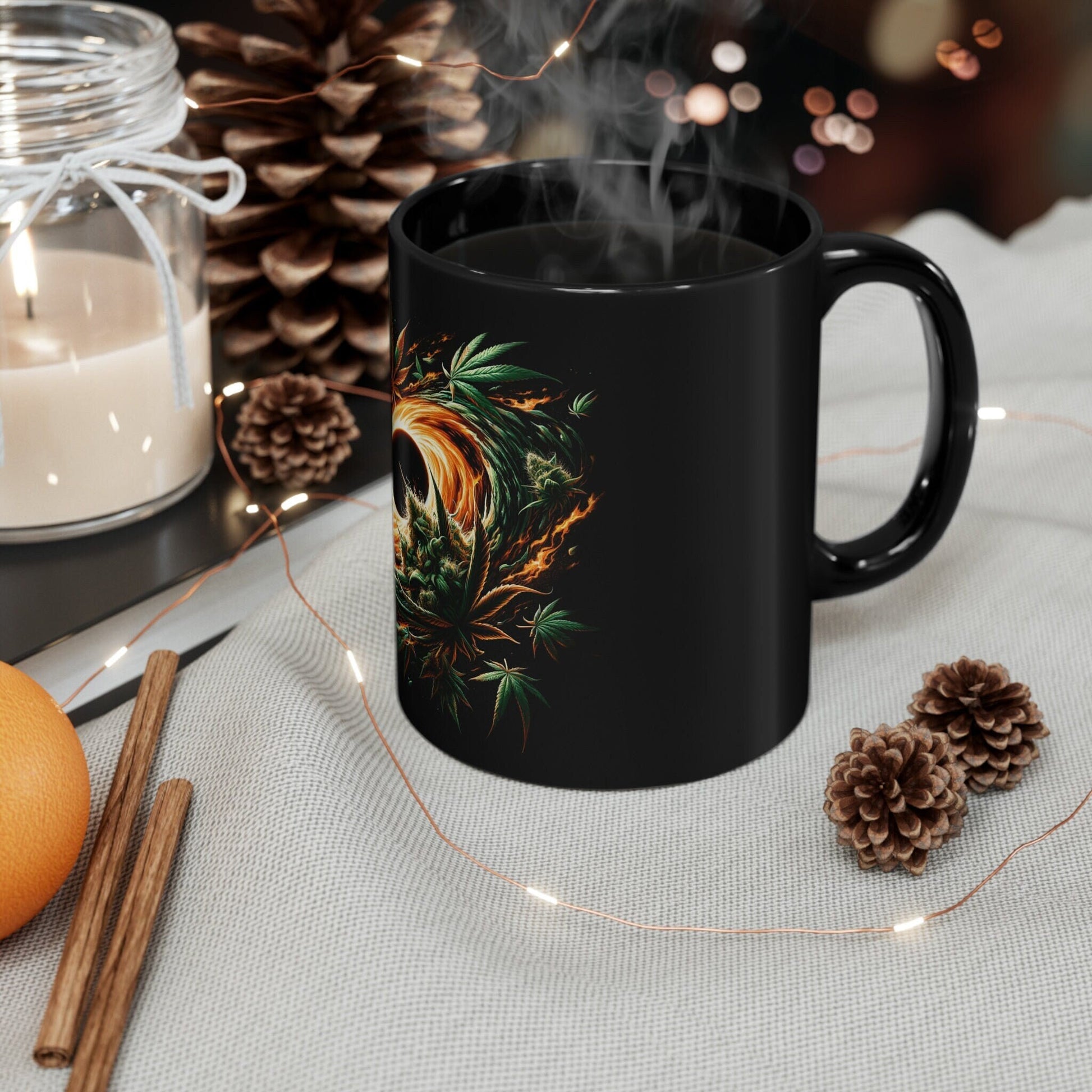 BLACK HOLE of WEED - Black Base Coffee Mugs - Perfect Gift for Smokers, Stoners, Marijuana Lovers, Growers; Weed Mug / Space Mug