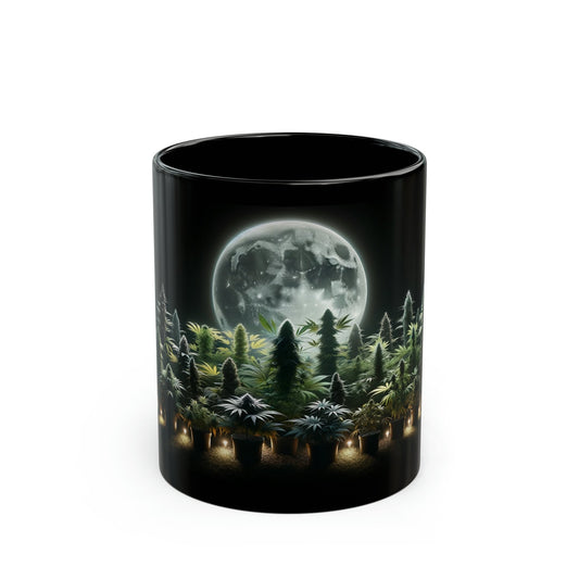 NIGHTTIME GROW - Black Base WEED Coffee Mugs - Perfect Gift for Smokers, Stoners, Marijuana Lovers, Growers; Weed Mug / Space Mug