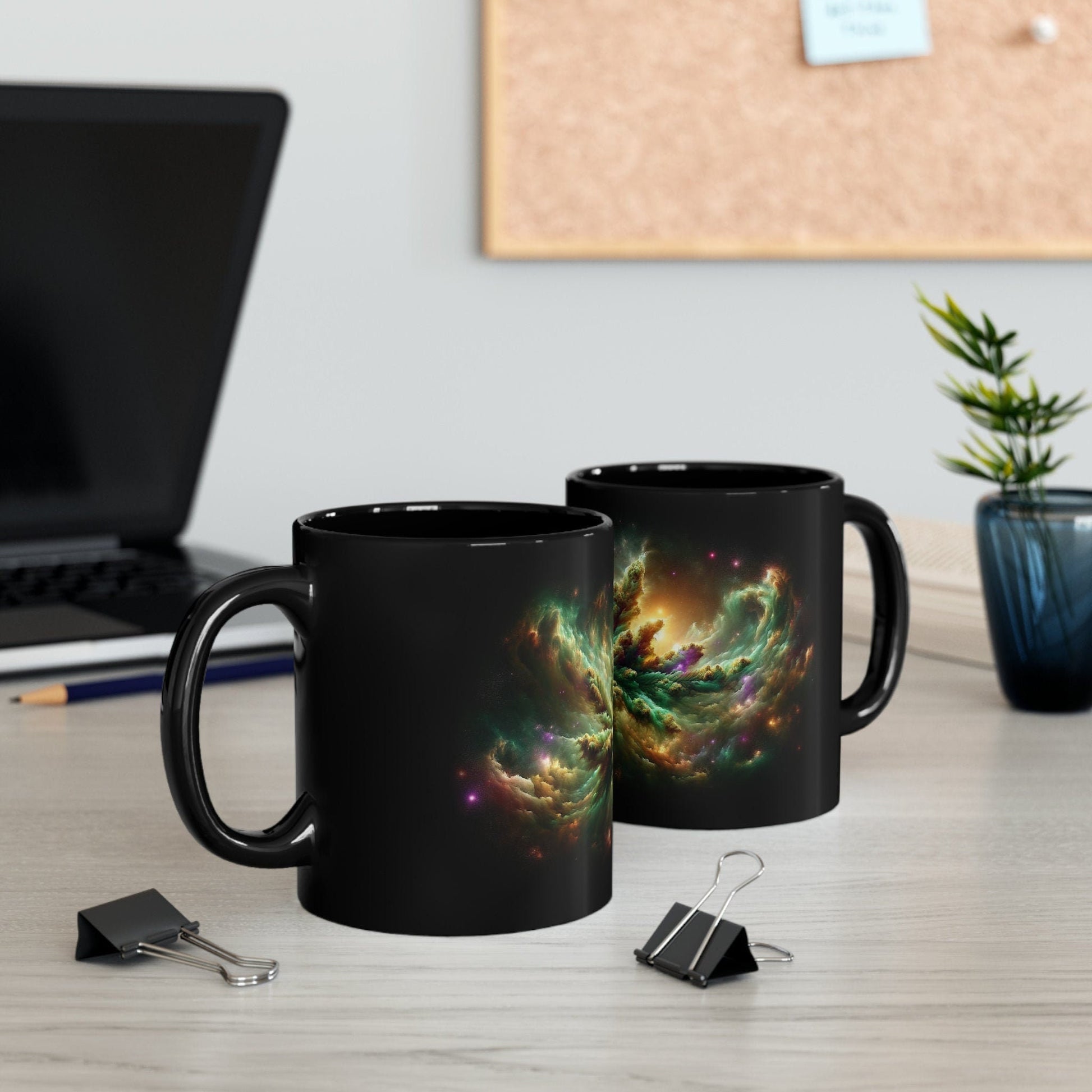 WEED NEBULA - BLACK Base Coffee Mugs - Perfect Gift for Smokers, Stoners, Marijuana Lovers, Growers; Weed Mug / Space Mug for Stoners