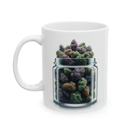 Jar of WEED - WEED Themed Coffee Mug - Perfect Gift for Smokers/Stoner, Marijuana Lover; Wake and Bake Mug - Weed Mug / Stoner Mug