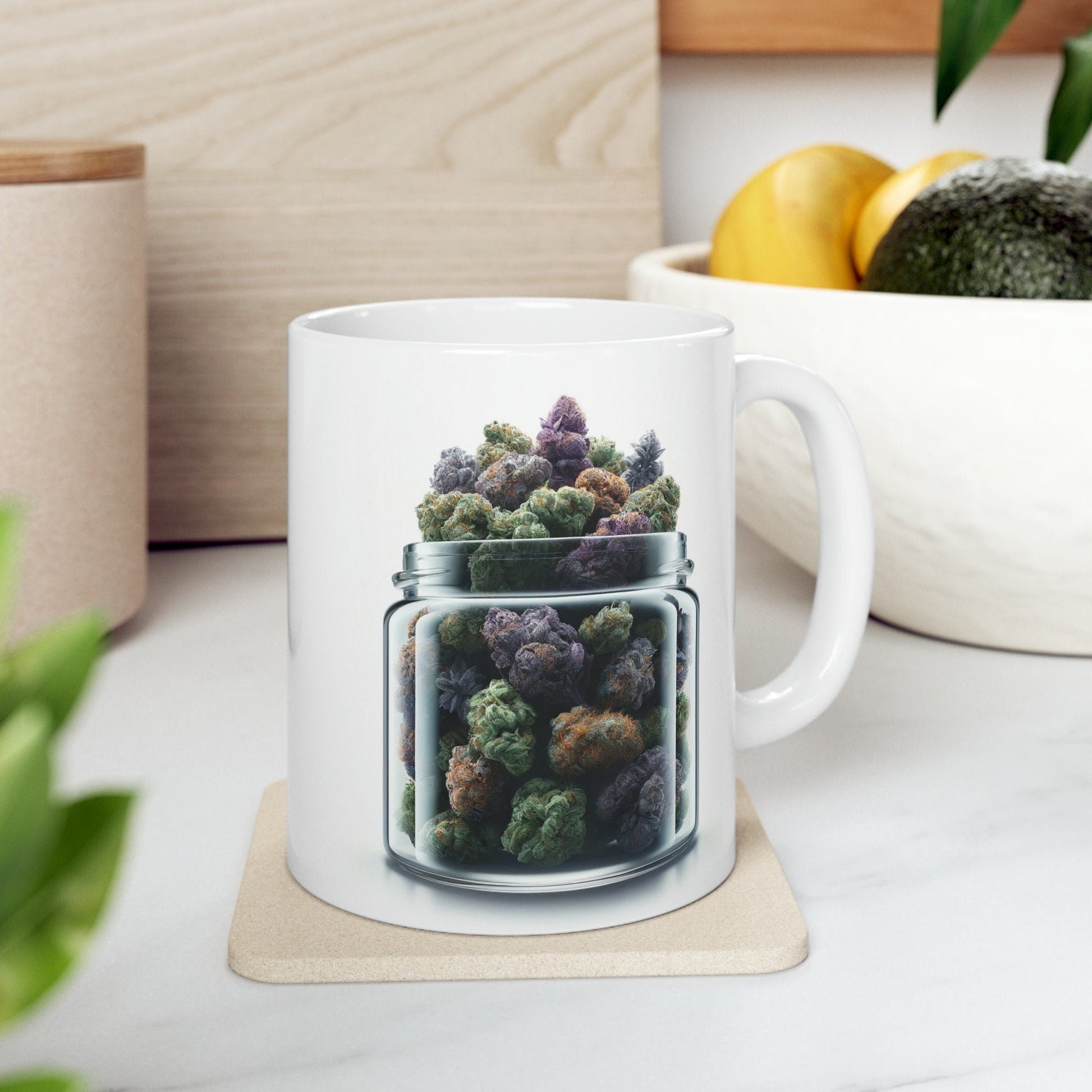 Jar of WEED - WEED Themed Coffee Mug - Perfect Gift for Smokers/Stoner, Marijuana Lover; Wake and Bake Mug - Weed Mug / Stoner Mug