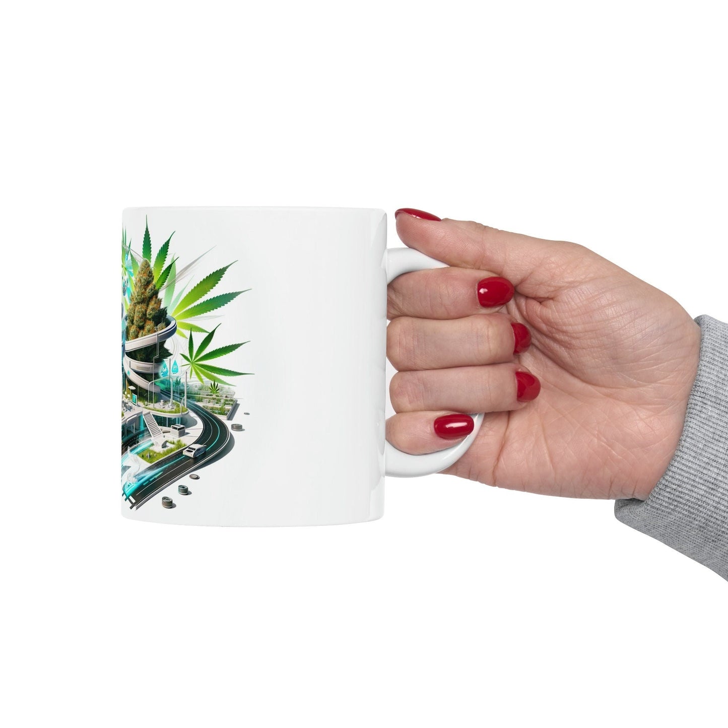 WEED CITY Futuristic - Marijuana Themed Coffee Mug - Perfect Gift for Smokers, Marijuana Lovers; Wake and Bake Mug - Weed Mug / Stoner Mug