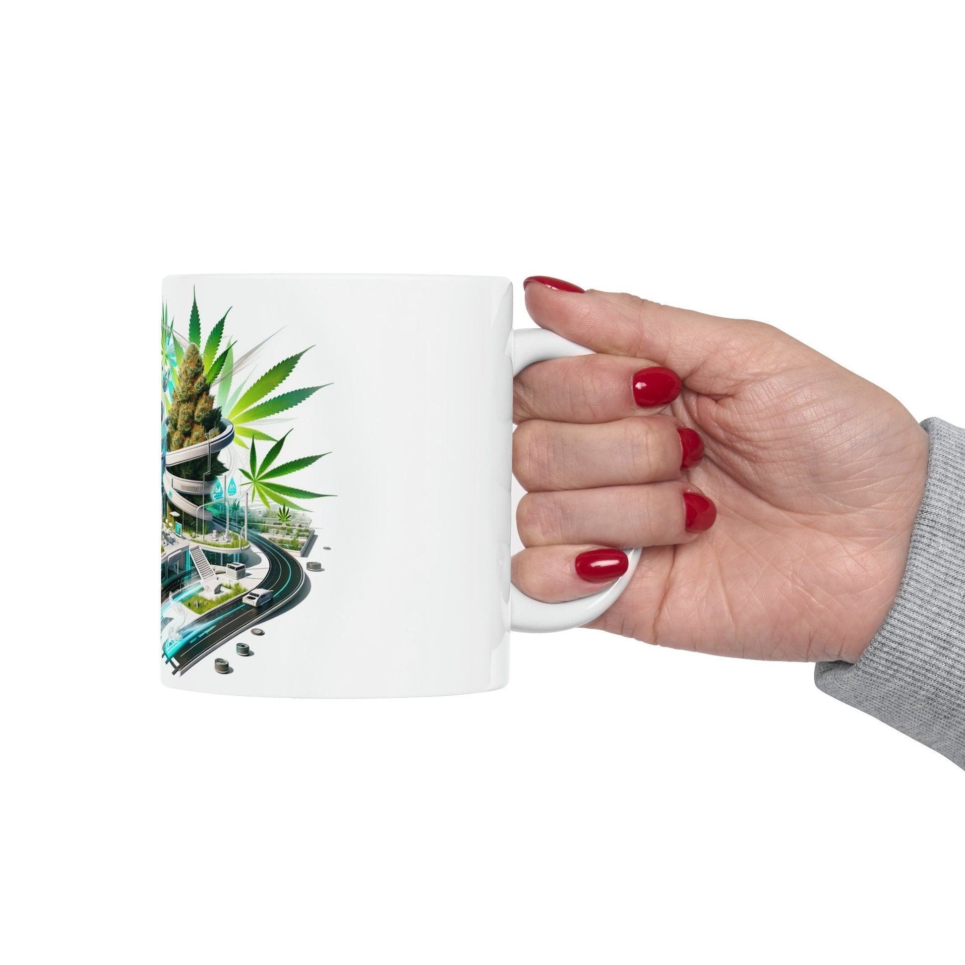 WEED CITY Futuristic - Marijuana Themed Coffee Mug - Perfect Gift for Smokers, Marijuana Lovers; Wake and Bake Mug - Weed Mug / Stoner Mug