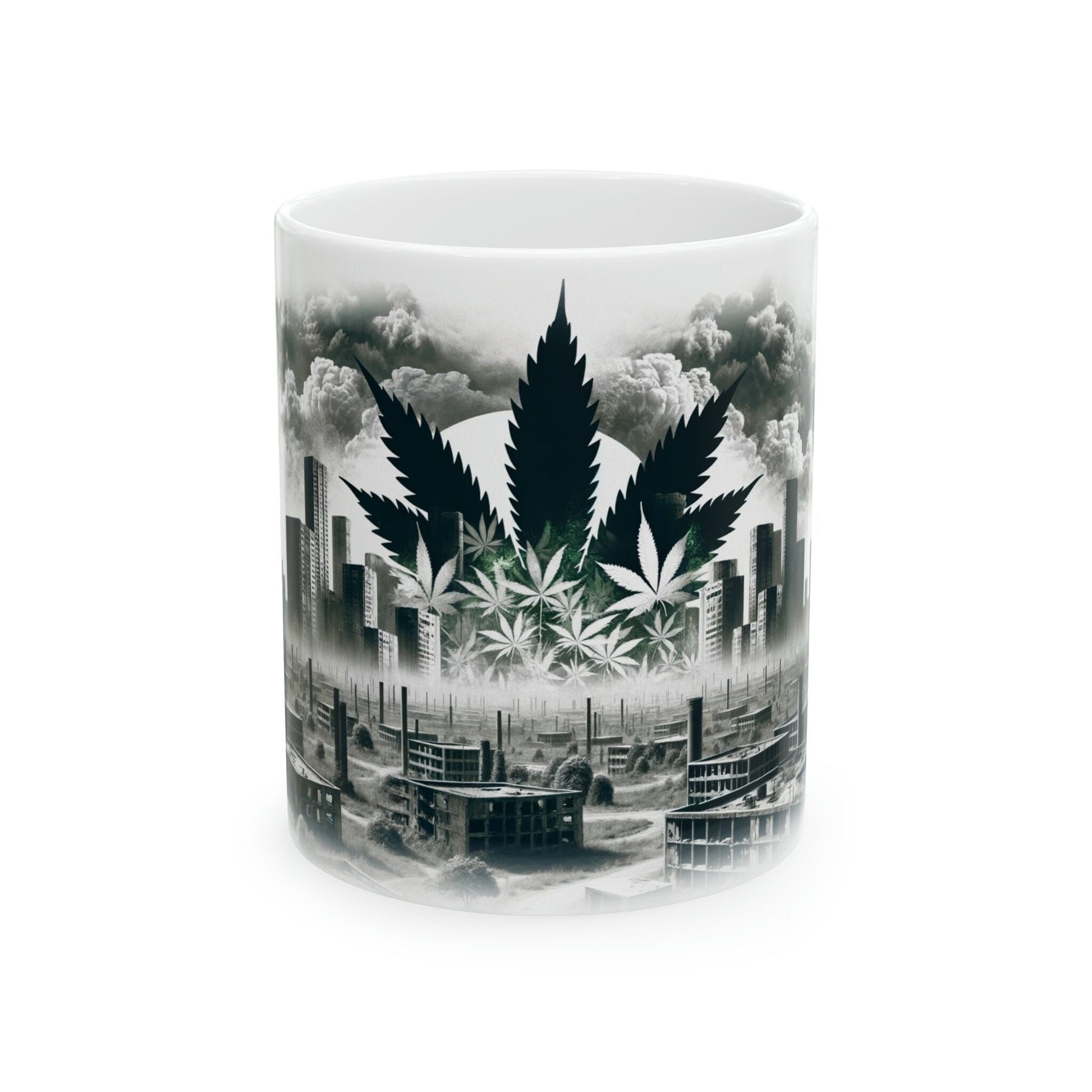 DYSTOPIAN WEED CITY - Marijuana Themed Coffee Mugs - Perfect Gift for Smokers / Stoners; Wake and Bake Mug - Weed Mug / Stoner Mug