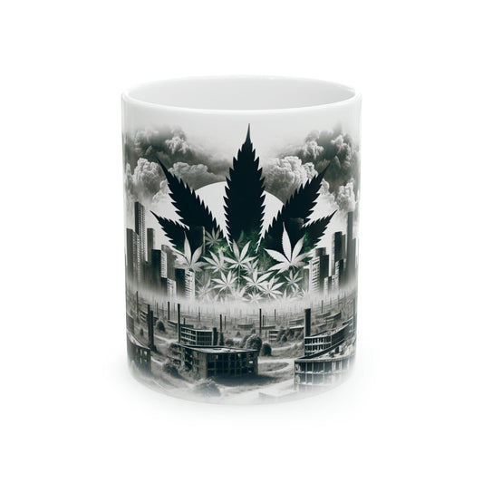 DYSTOPIAN WEED CITY - Marijuana Themed Coffee Mugs - Perfect Gift for Smokers / Stoners; Wake and Bake Mug - Weed Mug / Stoner Mug