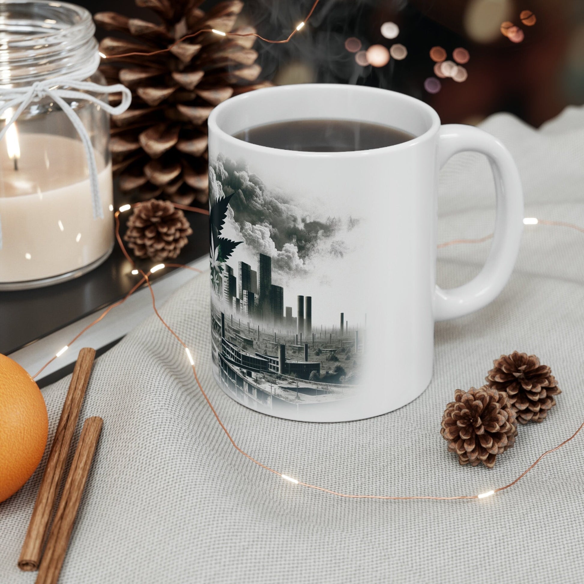 DYSTOPIAN WEED CITY - Marijuana Themed Coffee Mugs - Perfect Gift for Smokers / Stoners; Wake and Bake Mug - Weed Mug / Stoner Mug