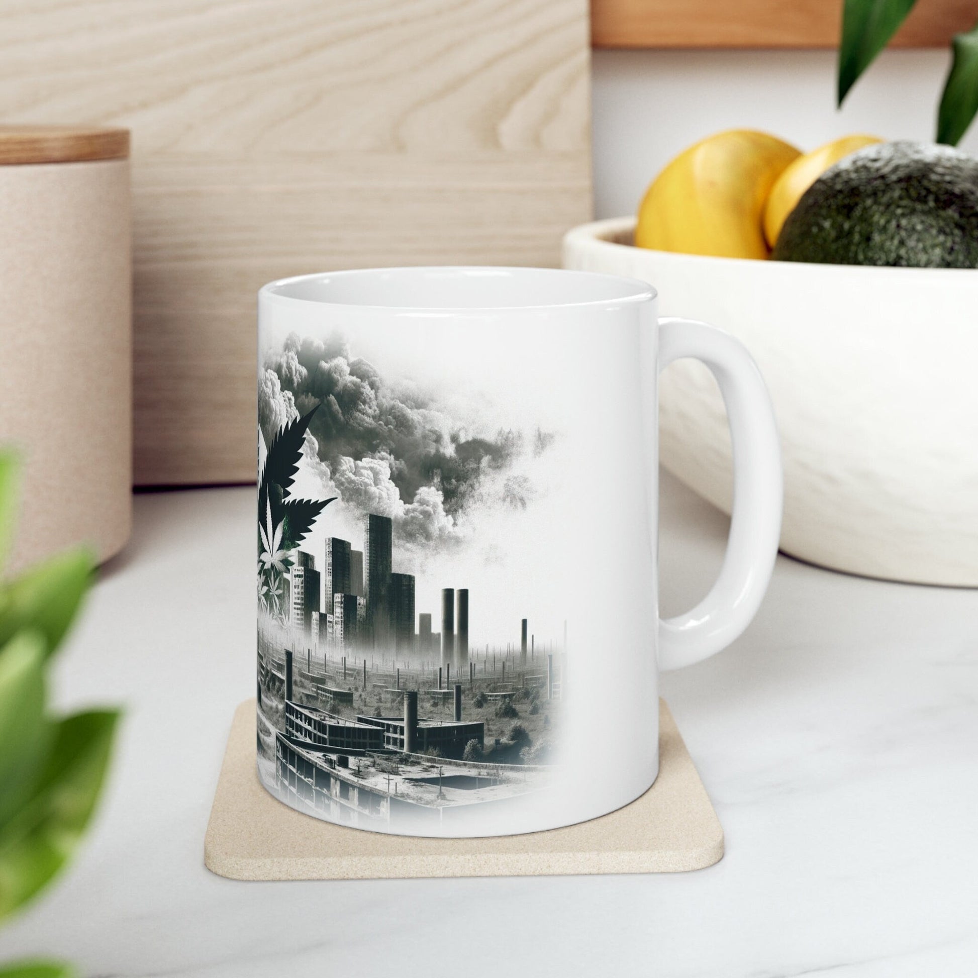DYSTOPIAN WEED CITY - Marijuana Themed Coffee Mugs - Perfect Gift for Smokers / Stoners; Wake and Bake Mug - Weed Mug / Stoner Mug