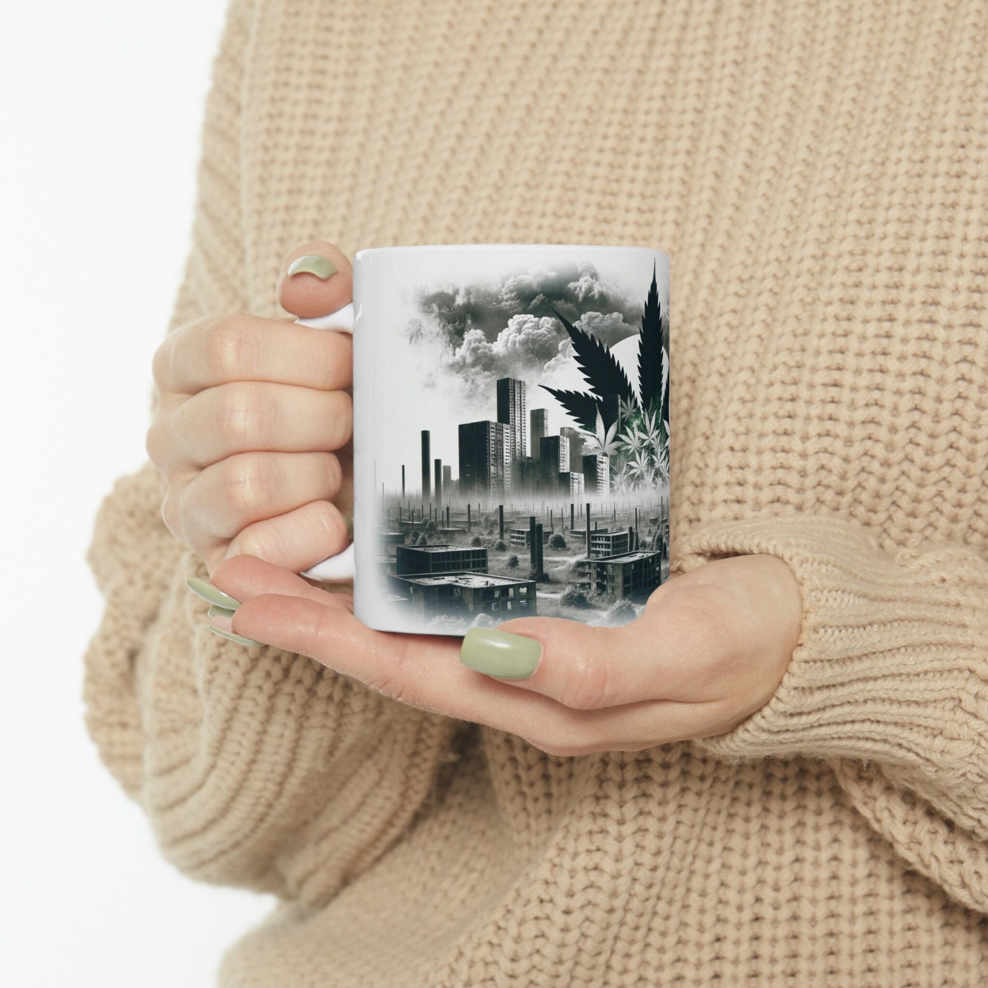 DYSTOPIAN WEED CITY - Marijuana Themed Coffee Mugs - Perfect Gift for Smokers / Stoners; Wake and Bake Mug - Weed Mug / Stoner Mug