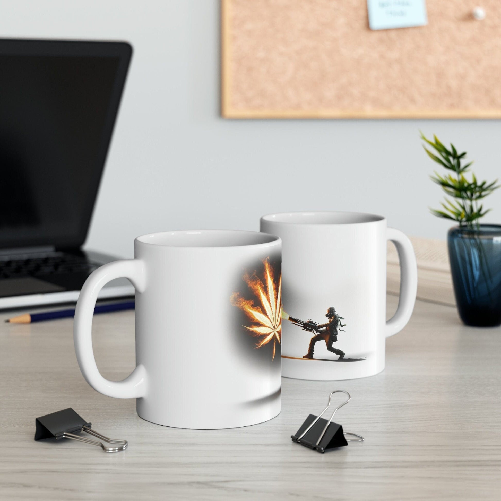 FLAMETHROWER - WEED Themed Coffee Mugs - Perfect Gift for Smokers, Stoners, Marijuana Lover; Wake and Bake Mug - Marijuana Mug / Stoner Mug