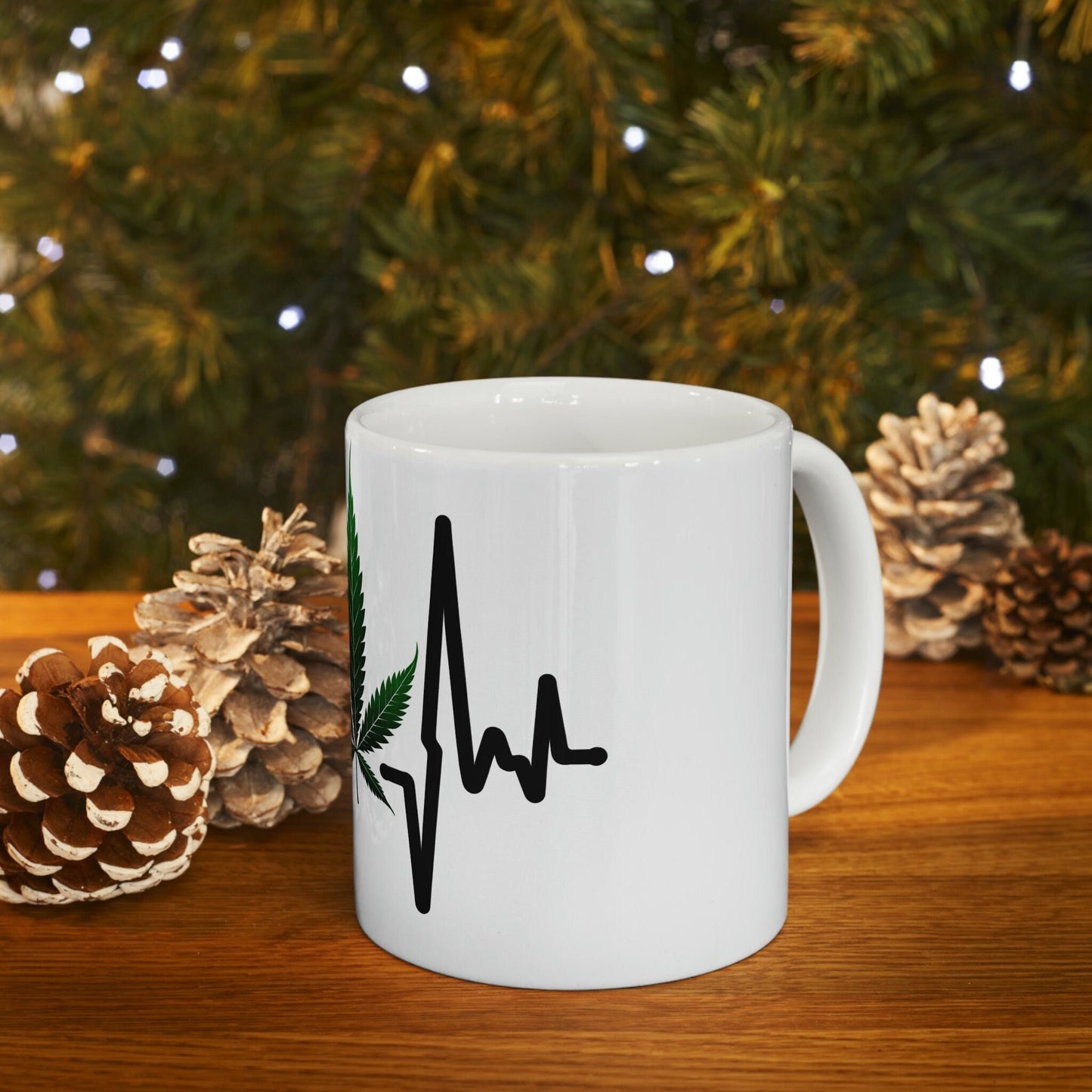 WEED HEARTBEAT - Marijuana Themed Coffee Mugs - Perfect Gift for Smoker, Stoners, Marijuana Lover; Wake and Bake Mug - Weed Mug / Stoner Mug