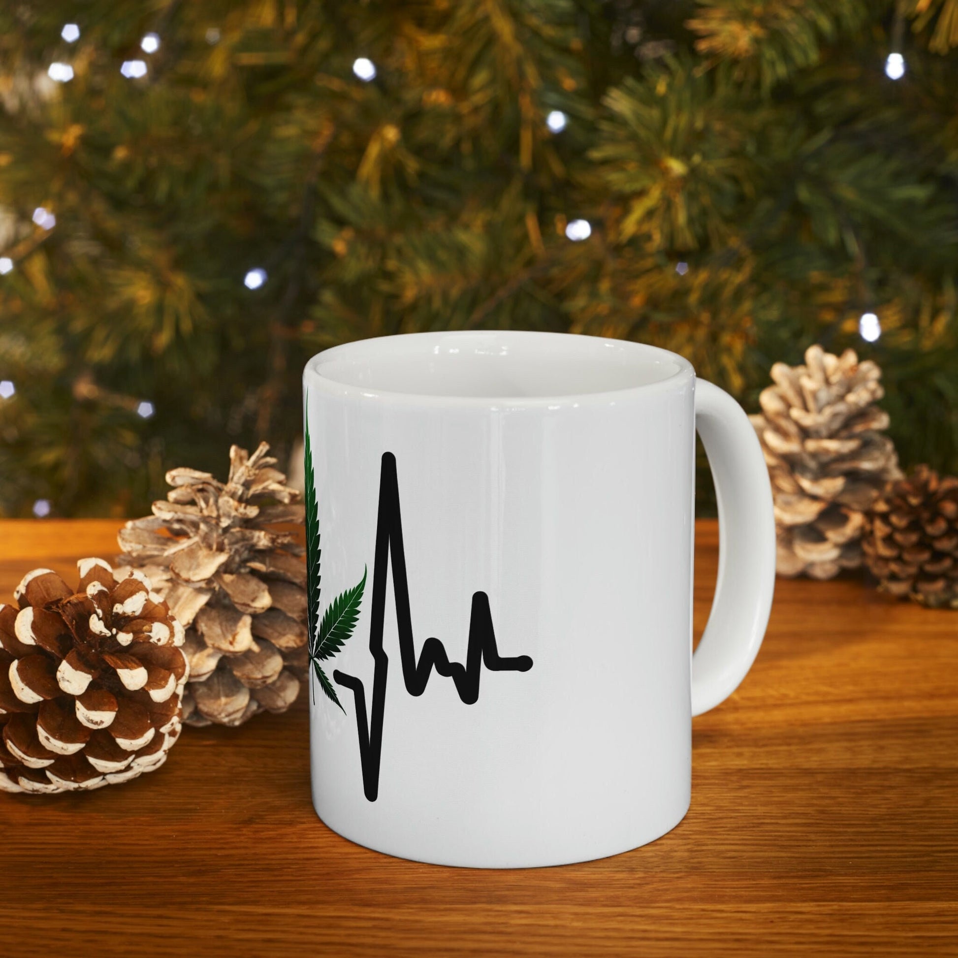 WEED HEARTBEAT - Marijuana Themed Coffee Mugs - Perfect Gift for Smoker, Stoners, Marijuana Lover; Wake and Bake Mug - Weed Mug / Stoner Mug