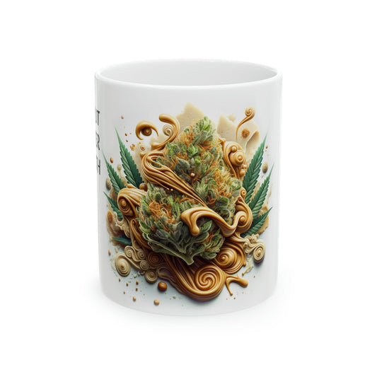 PEANUT BUTTER BREATH - Weed Strain Themed Coffee Mugs - Perfect Gift for Smokers, Stoners, Marijuana Lovers; Wake and Bake Essentials