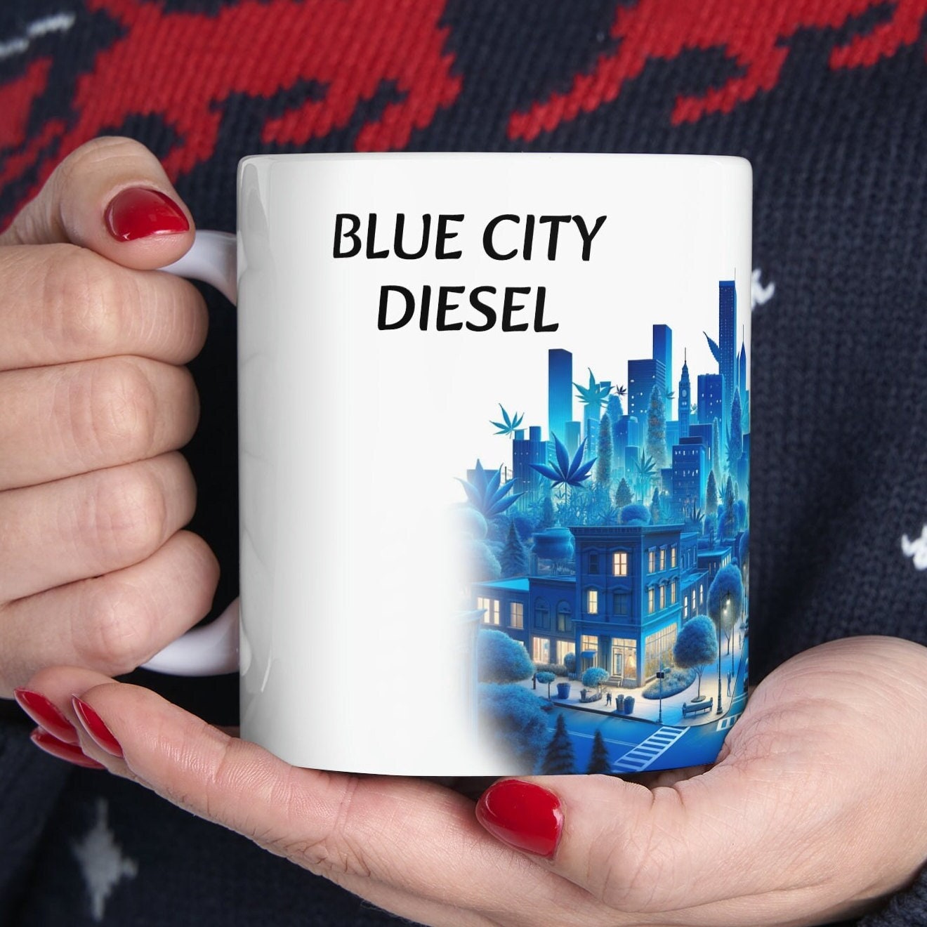 BLUE CITY Diesel - WEED Strain Themed Coffee Mugs - Perfect Gift for Smokers, Stoners, Marijuana Lovers; Wake and Bake Essentials