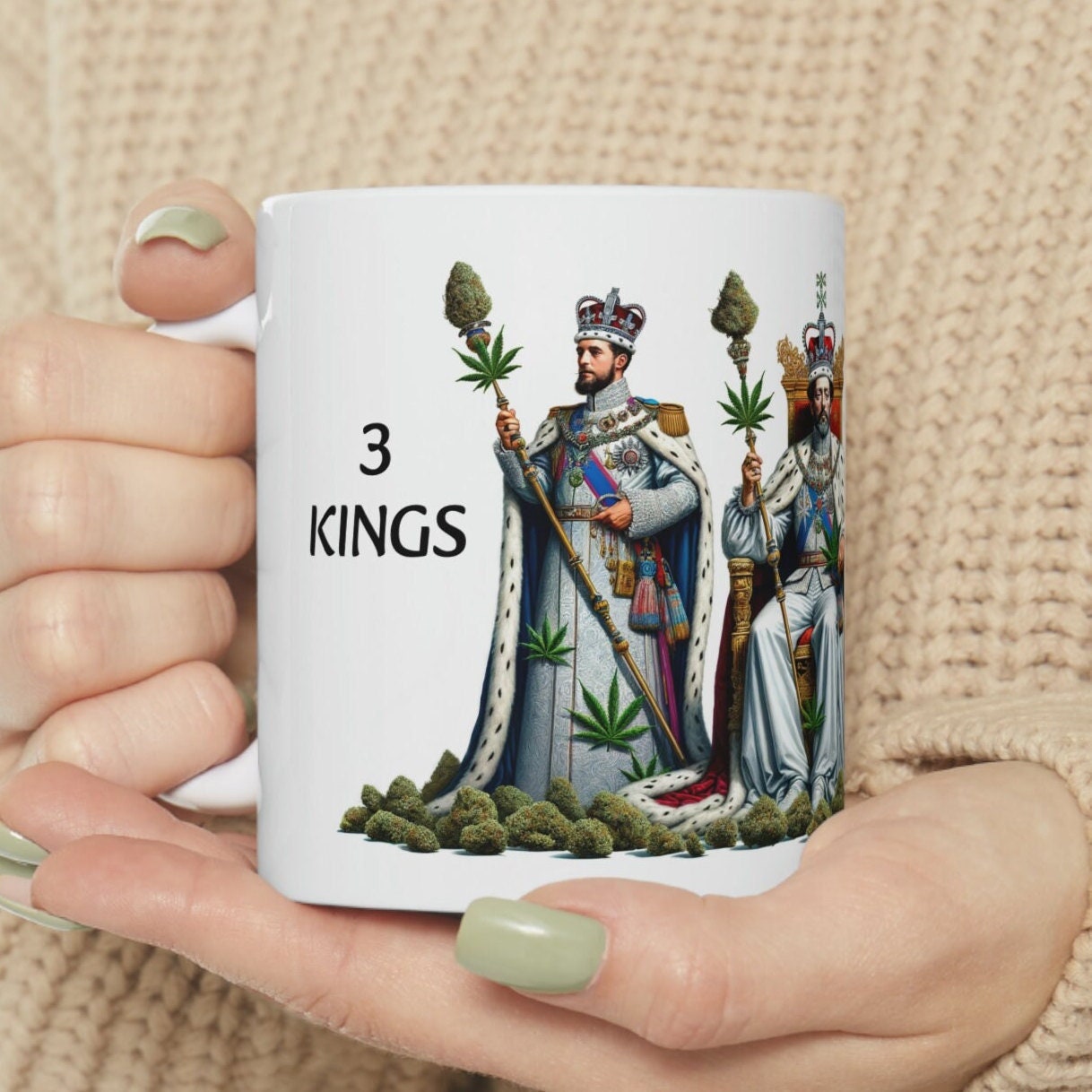3 KINGS - WEED Strain Themed Coffee Mugs - Perfect Gift for Smokers, Stoners, Marijuana Lovers; Wake and Bake Essentials