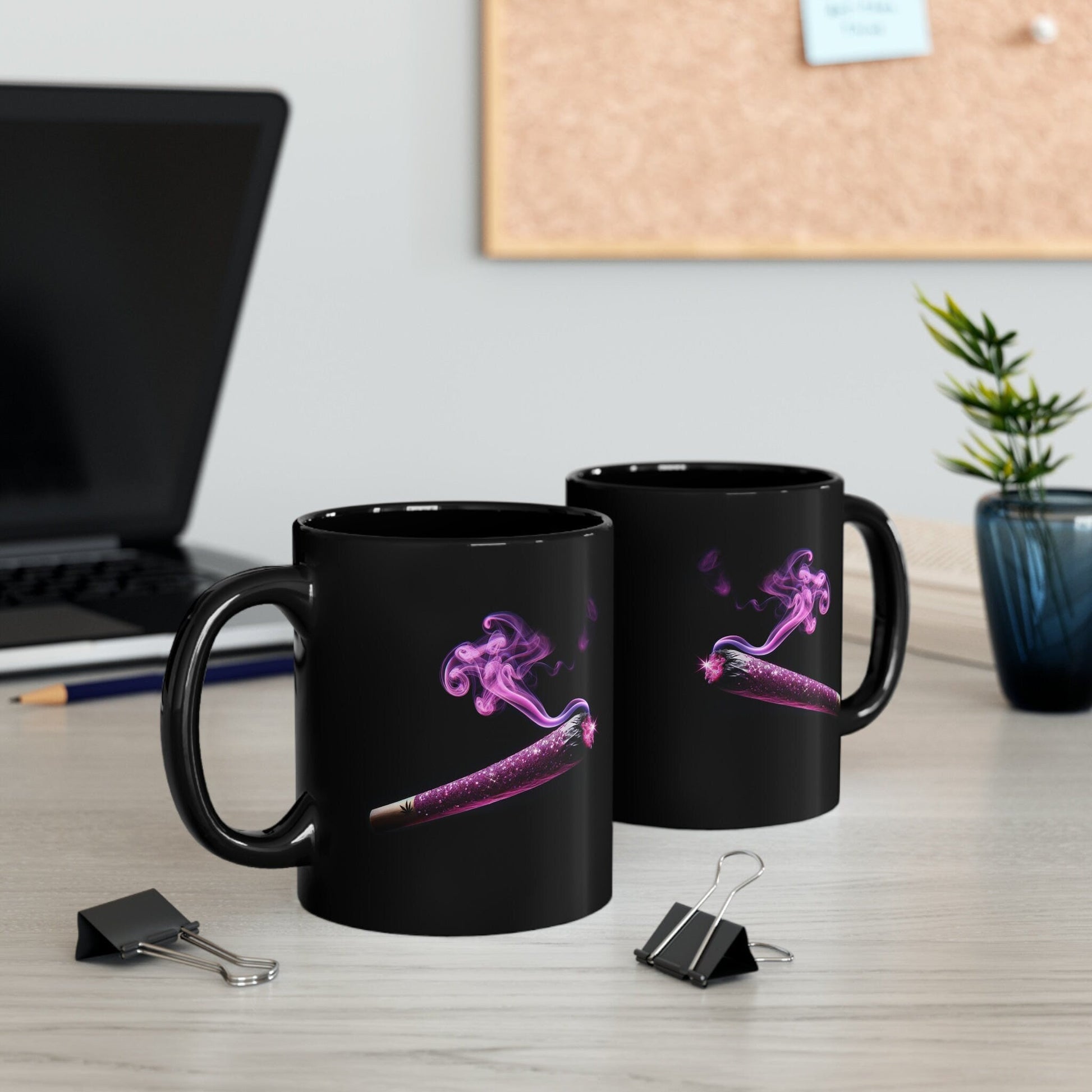 GLITTER JOINT Weed Mug - BLACK Themed Coffee Mugs - Perfect Gift for Smokers, Stoners, Marijuana Lovers, Growers; Smoker Enthusiasts