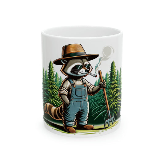 RACCOON - WEED Themed Coffee Mugs - Perfect Gift for Smokers, Stoners, Growers; Animal Lovers - Marijuana Mug for Wake and Bake
