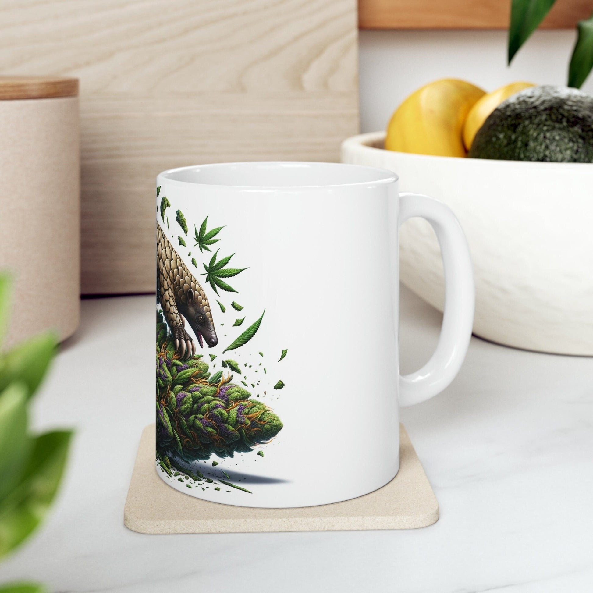 PANGOLIN - WEED Themed Coffee Mugs - Perfect Gift for Smokers, Stoners, Growers; Animal Lovers - Marijuana Mug for Wake and Bake