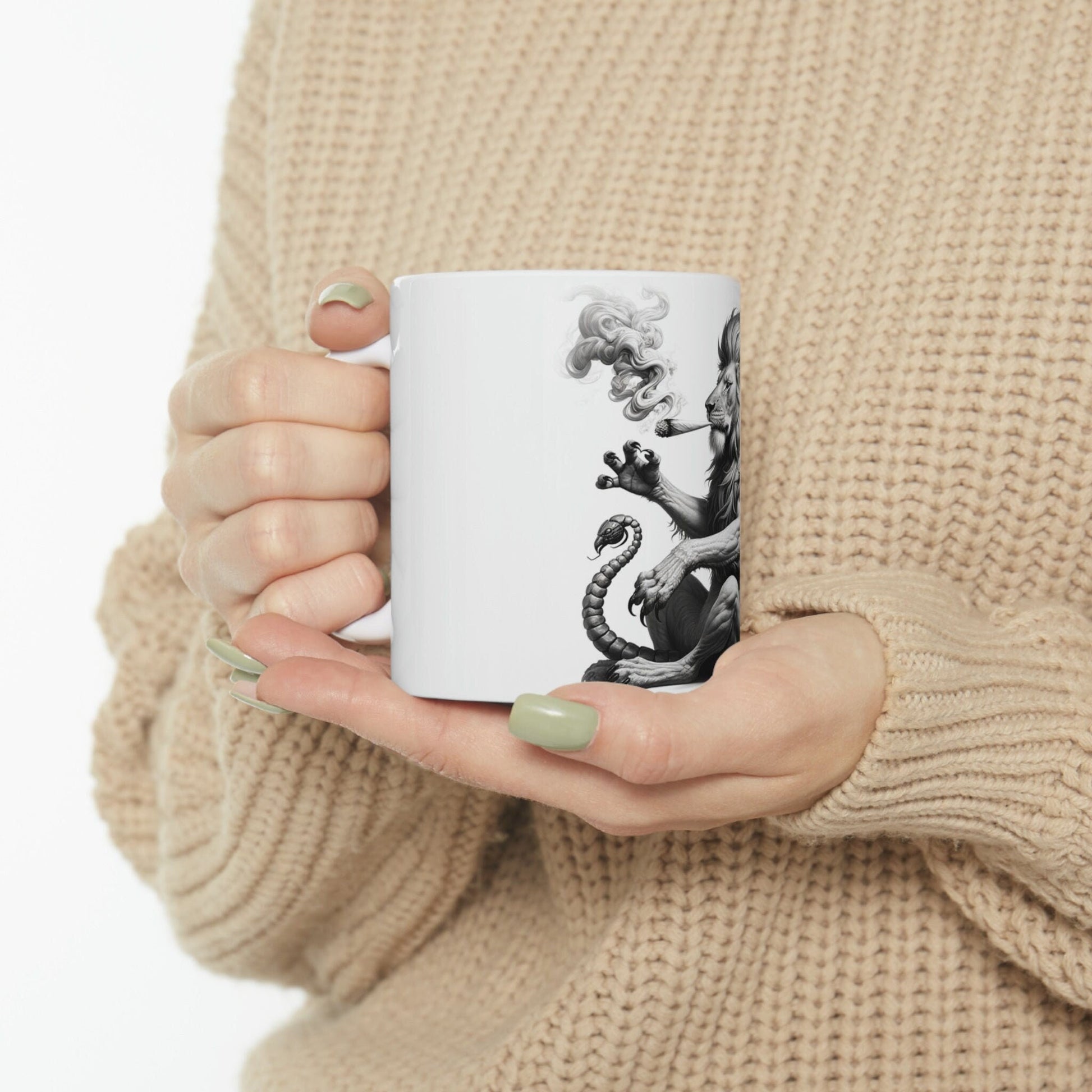 MANTICORE - WEED Themed Coffee Mugs - Perfect Gift for Smokers, Stoners, Growers; Animal Lovers - Marijuana Mug for Wake and Bake