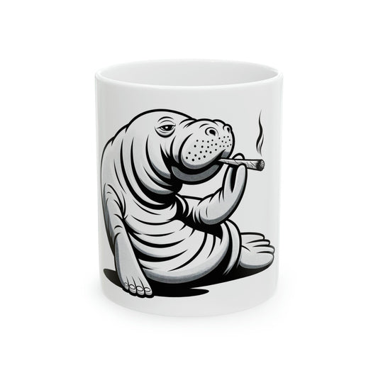 MANATEE - WEED Themed Coffee Mugs - Perfect Gift for Smokers, Stoners, Growers; Animal Lovers - Marijuana Mug for Wake and Bake