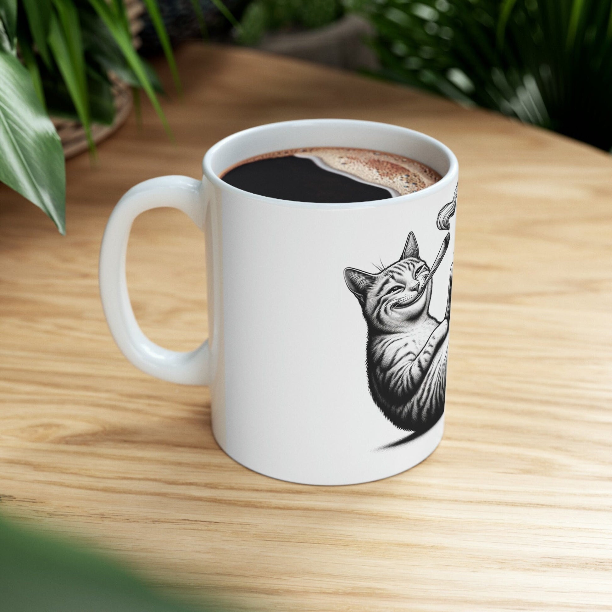 Stoner KITTY - WEED Themed Coffee Mugs - Perfect Gift for Smokers, Stoners, Growers; Animal Lovers - Marijuana Mug for Wake and Bake