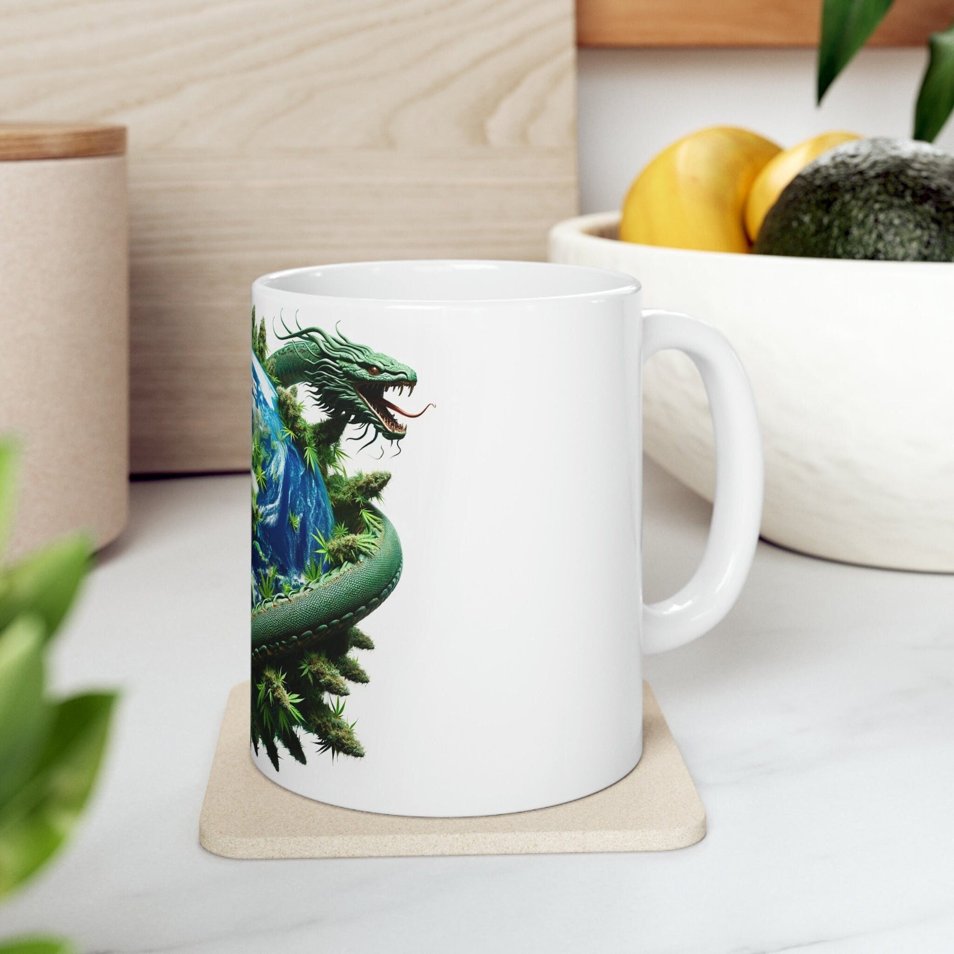 JORMUNGANDR - WEED Themed Coffee Mugs - Perfect Gift for Smokers, Stoners, Growers; Animal Lovers - Marijuana Mug for Wake and Bake