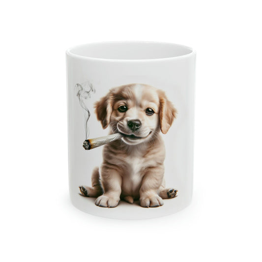 Stoner PUPPY - WEED Themed Coffee Mugs - Perfect Gift for Smokers, Stoners, Marijuana Lovers, Growers; Dog Lovers - Wake and Bake