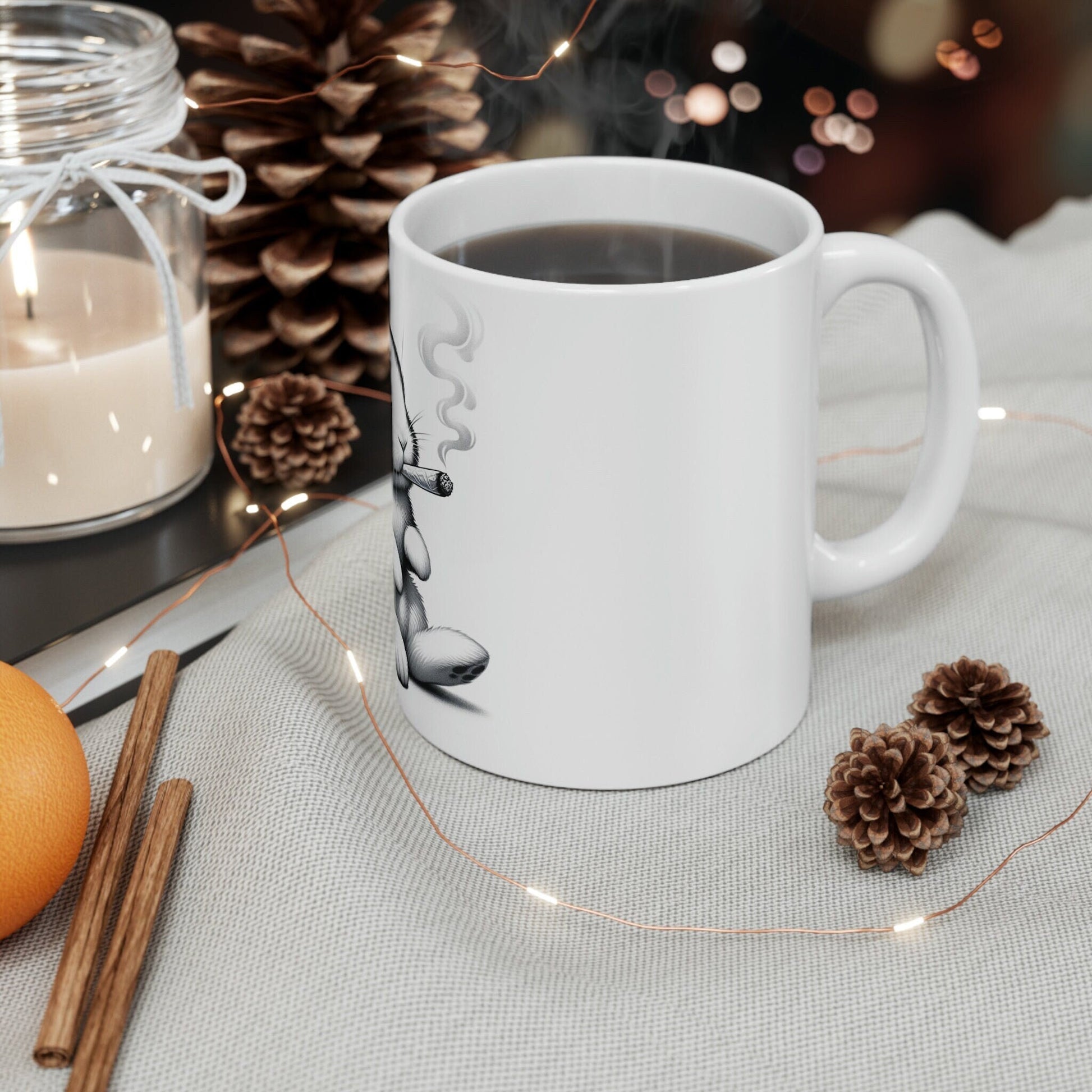 Smoking BUNNY - WEED Themed Coffee Mugs - Perfect Gift for Smokers, Stoners, Marijuana Lovers, Growers; Smoker - Wake and Bake