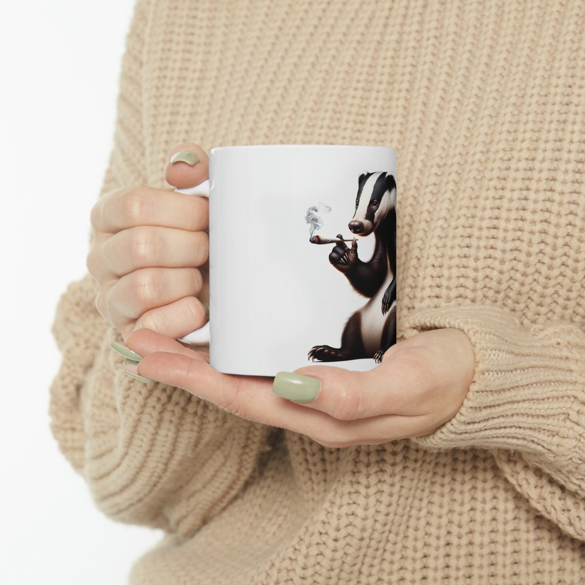 BADGER - WEED Themed Coffee Mugs - Perfect Gift for Smokers, Stoners, Marijuana Lovers, Growers; Smoker - Wake and Bake