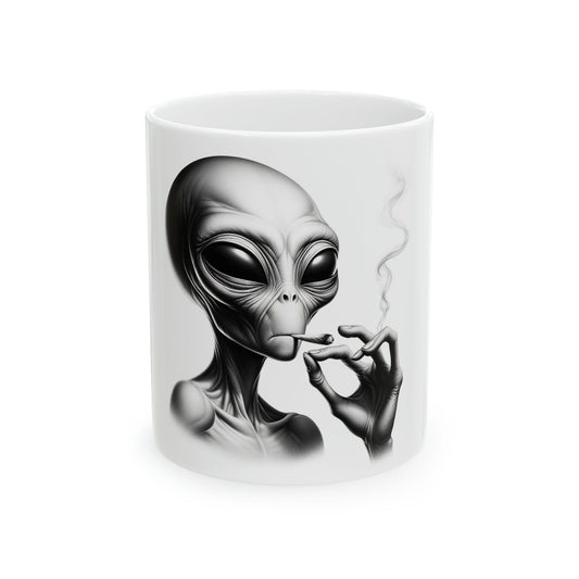 ALIEN - WEED Themed Coffee Mugs - Perfect Gift for Smokers, Stoners, Marijuana Lovers, Growers; Smoker - Wake and Bake