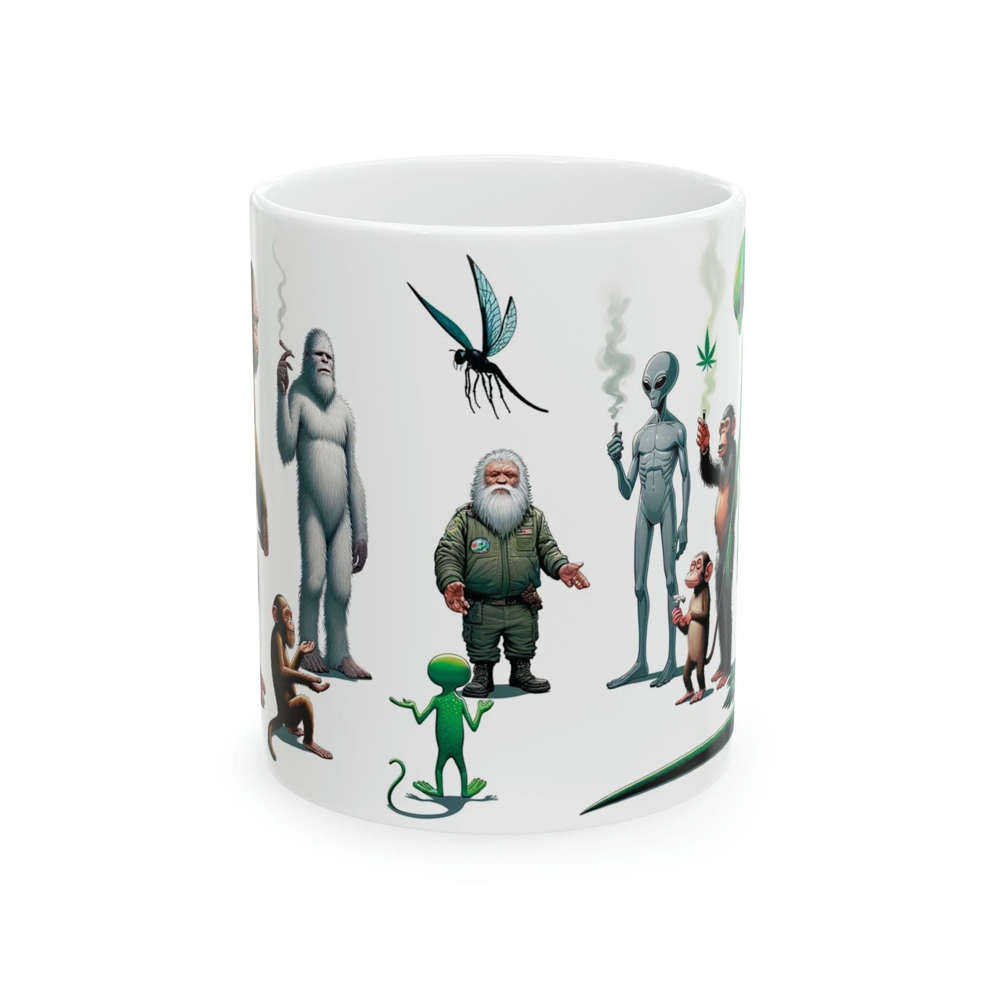 BIGFOOT & ALIEN Circle - WEED Themed Coffee Mugs - Perfect Gift for Smokers, Stoners, Marijuana Lover, Growers; Smokers - Wake and Bake