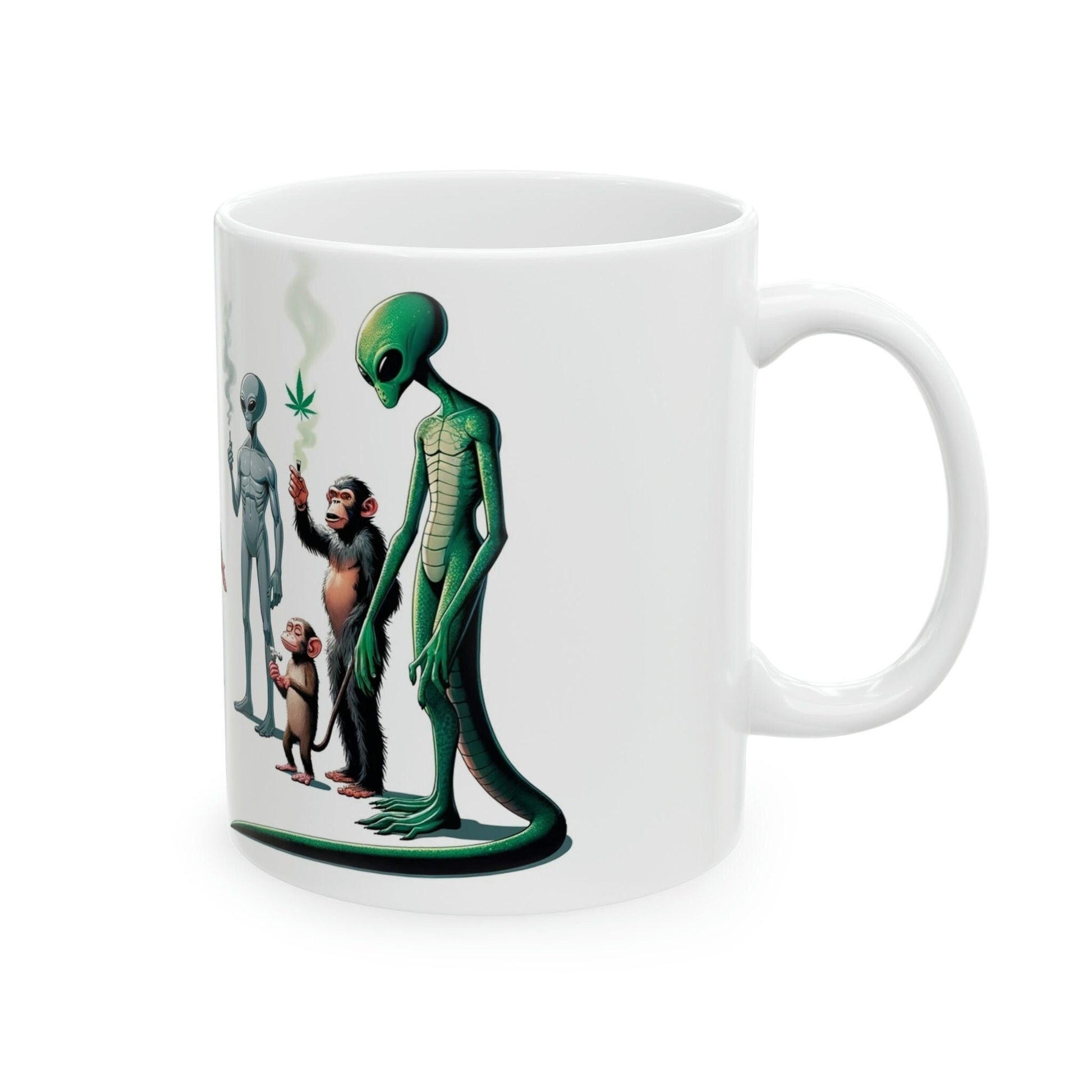 BIGFOOT & ALIEN Circle - WEED Themed Coffee Mugs - Perfect Gift for Smokers, Stoners, Marijuana Lover, Growers; Smokers - Wake and Bake
