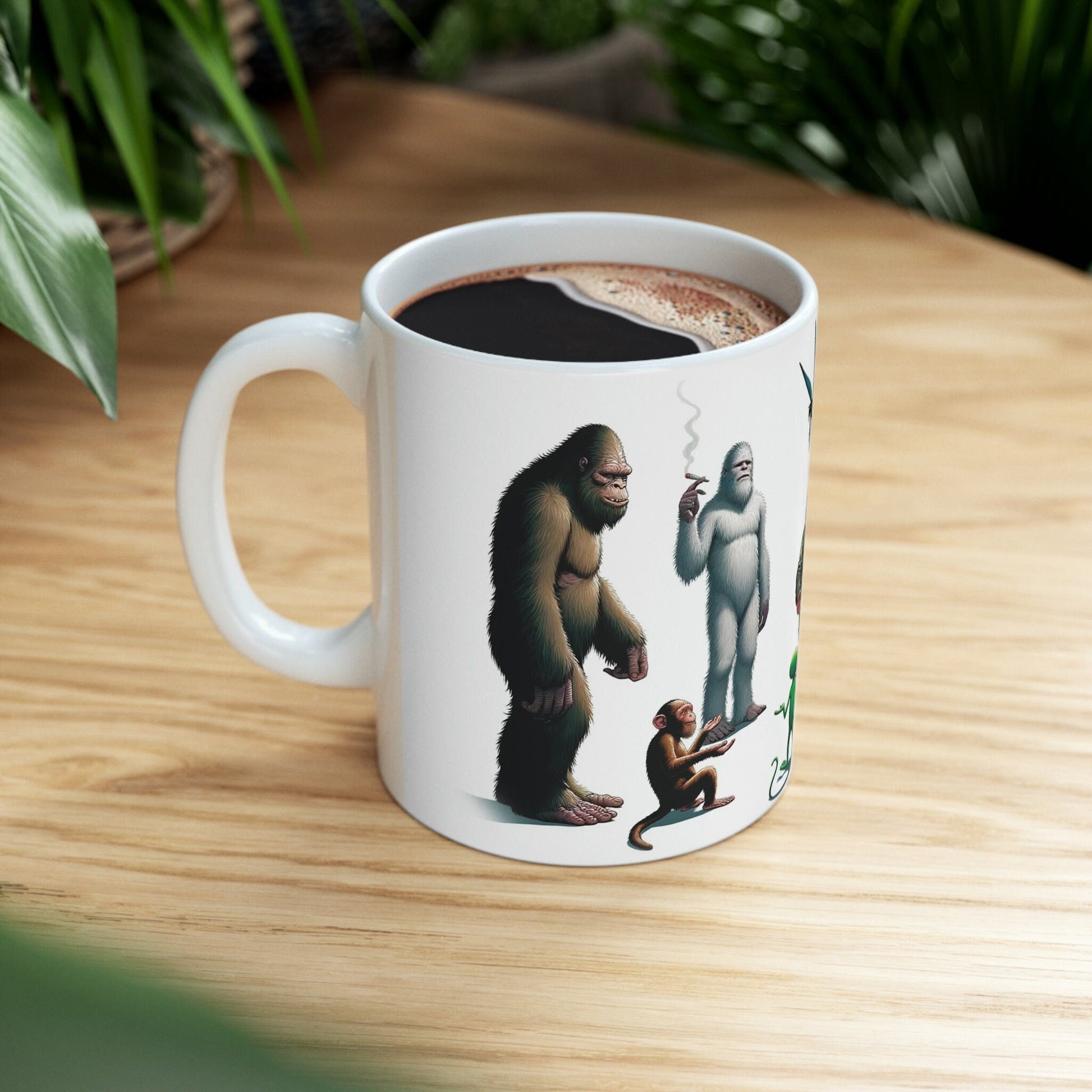 BIGFOOT & ALIEN Circle - WEED Themed Coffee Mugs - Perfect Gift for Smokers, Stoners, Marijuana Lover, Growers; Smokers - Wake and Bake