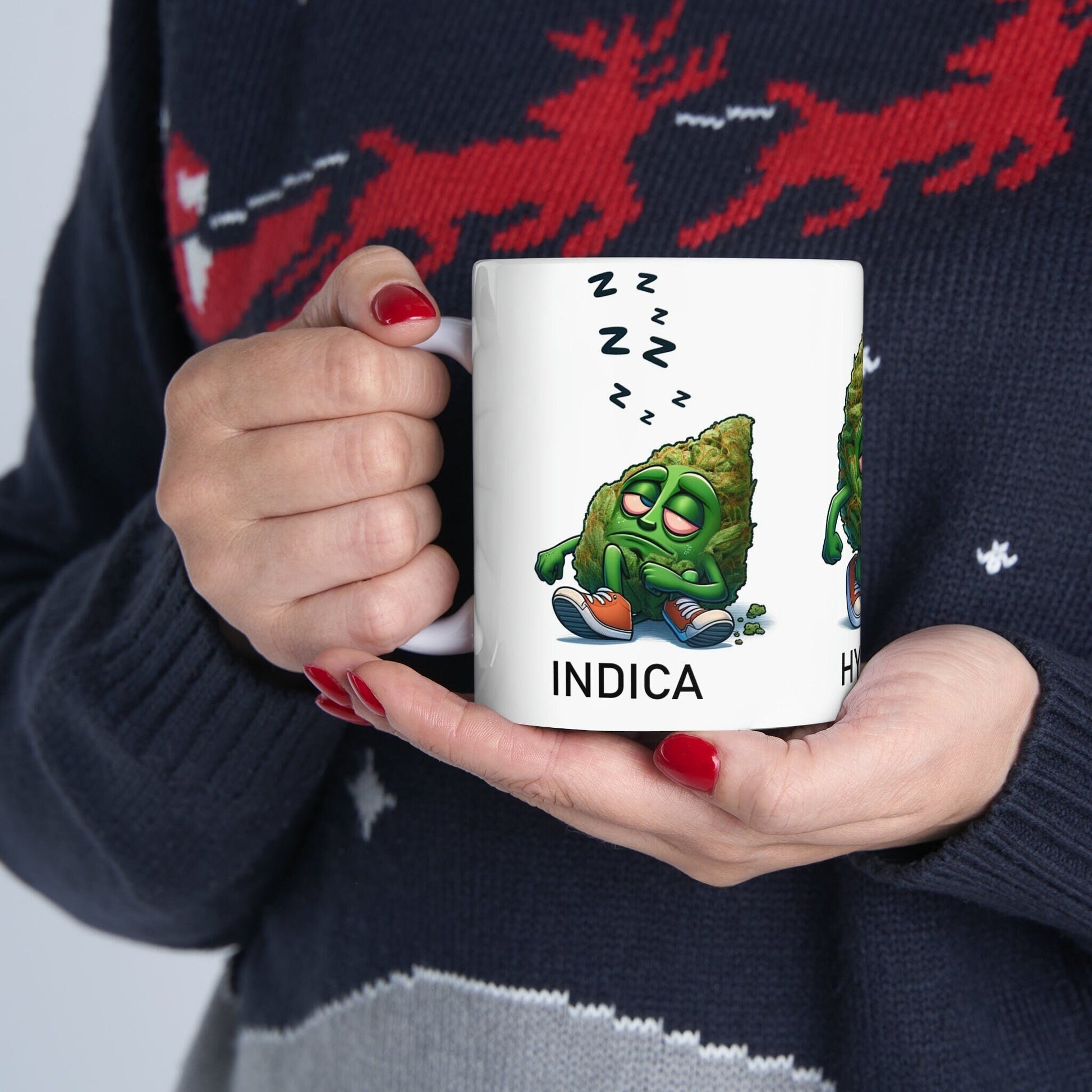 INDICA, HYBRID, SATIVA - Weed Themed Coffee Mugs - Perfect Gift for Smokers, Stoners, Marijuana Lovers, Growers - Wake and Bake Gifts