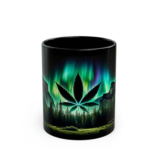 NORTHERN LIGHTS WEED - Black Themed Coffee Mugs - Perfect Gift for Smokers, Stoners, Marijuana Lovers, Growers; Weed or Smoke Enthusiasts