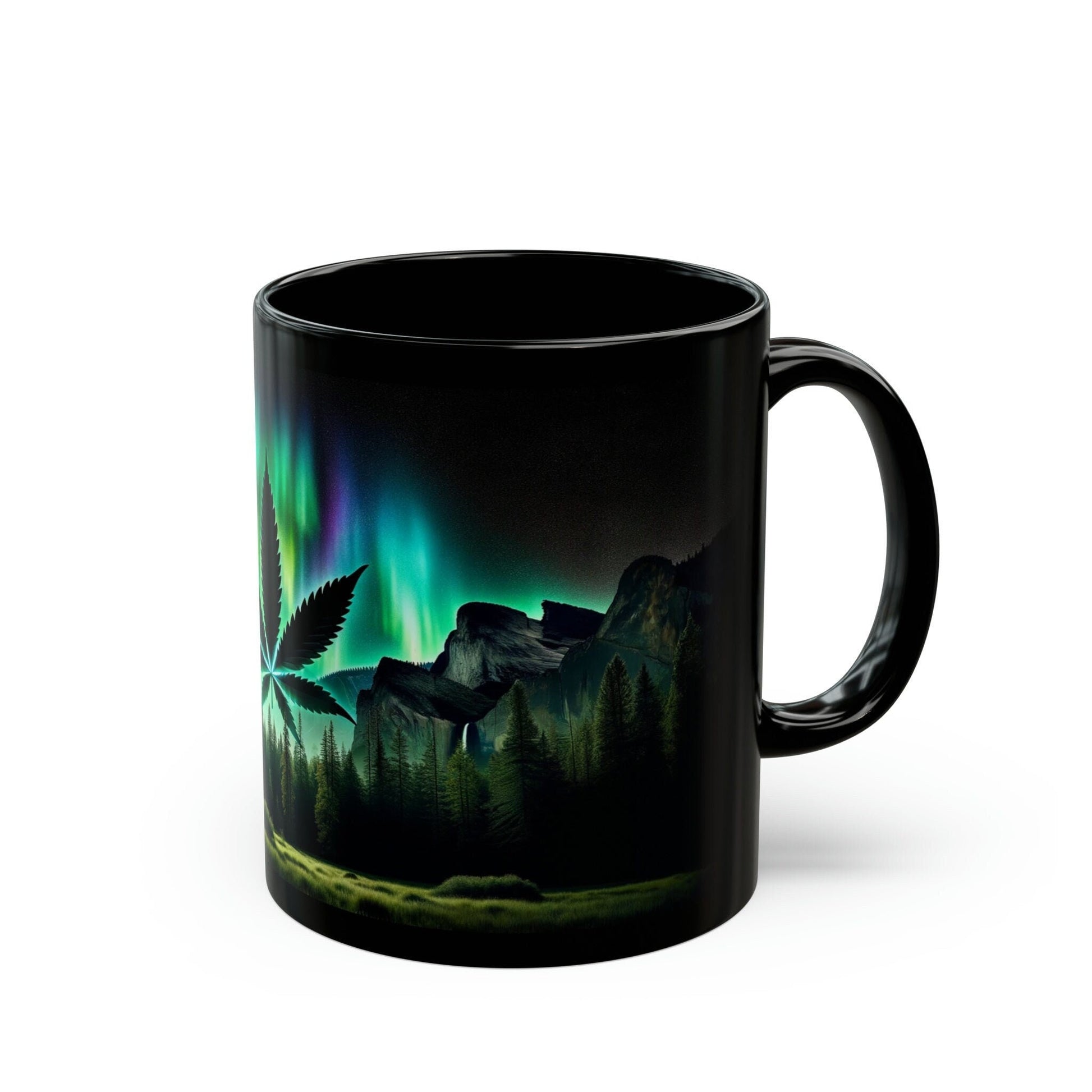 NORTHERN LIGHTS WEED - Black Themed Coffee Mugs - Perfect Gift for Smokers, Stoners, Marijuana Lovers, Growers; Weed or Smoke Enthusiasts