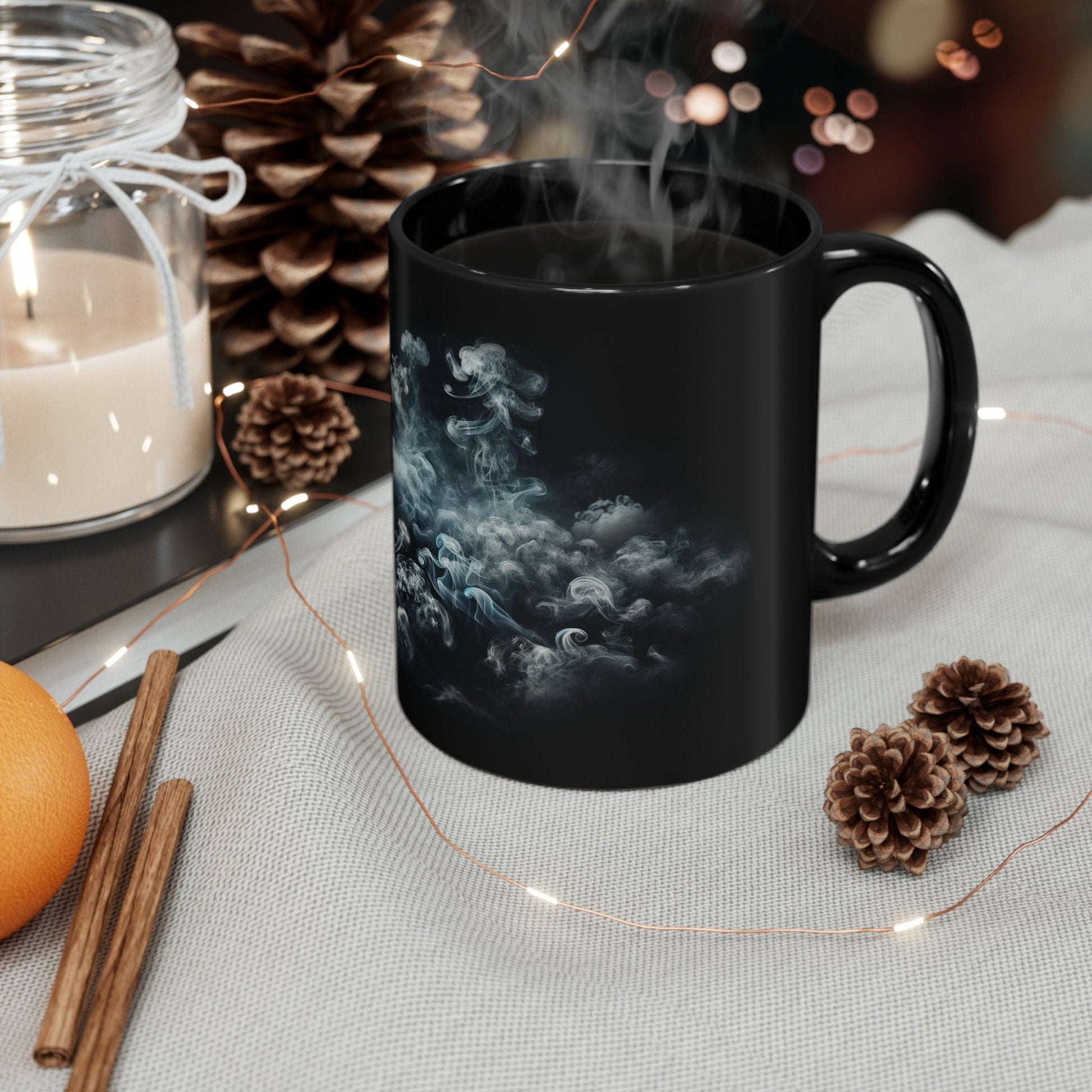 SMOKE Mug - BLACK Themed Coffee Mugs - Perfect Gift for Smokers, Stoners, Marijuana Lovers, Growers; Weed or Smoke Enthusiasts