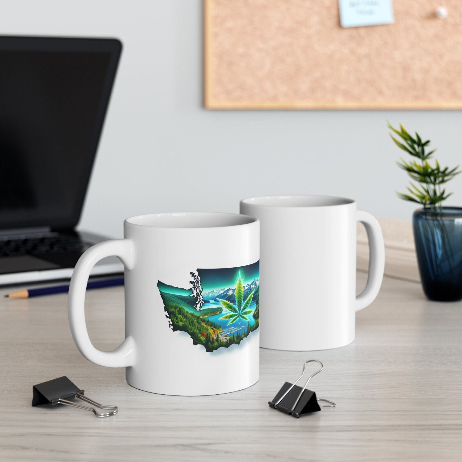 WASHINGTON Weed Mug - State Themed Coffee Mugs, Marijuana Graphic - Perfect Gift for Smokers, Weed Lovers, Stoners - Cannabis Decor