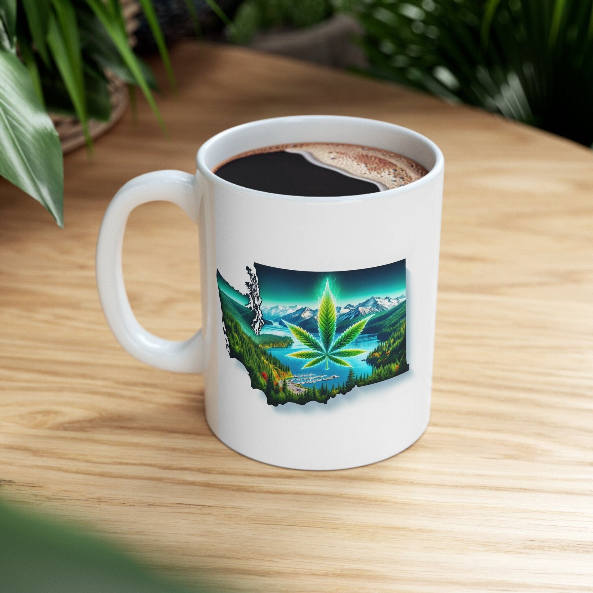 WASHINGTON Weed Mug - State Themed Coffee Mugs, Marijuana Graphic - Perfect Gift for Smokers, Weed Lovers, Stoners - Cannabis Decor