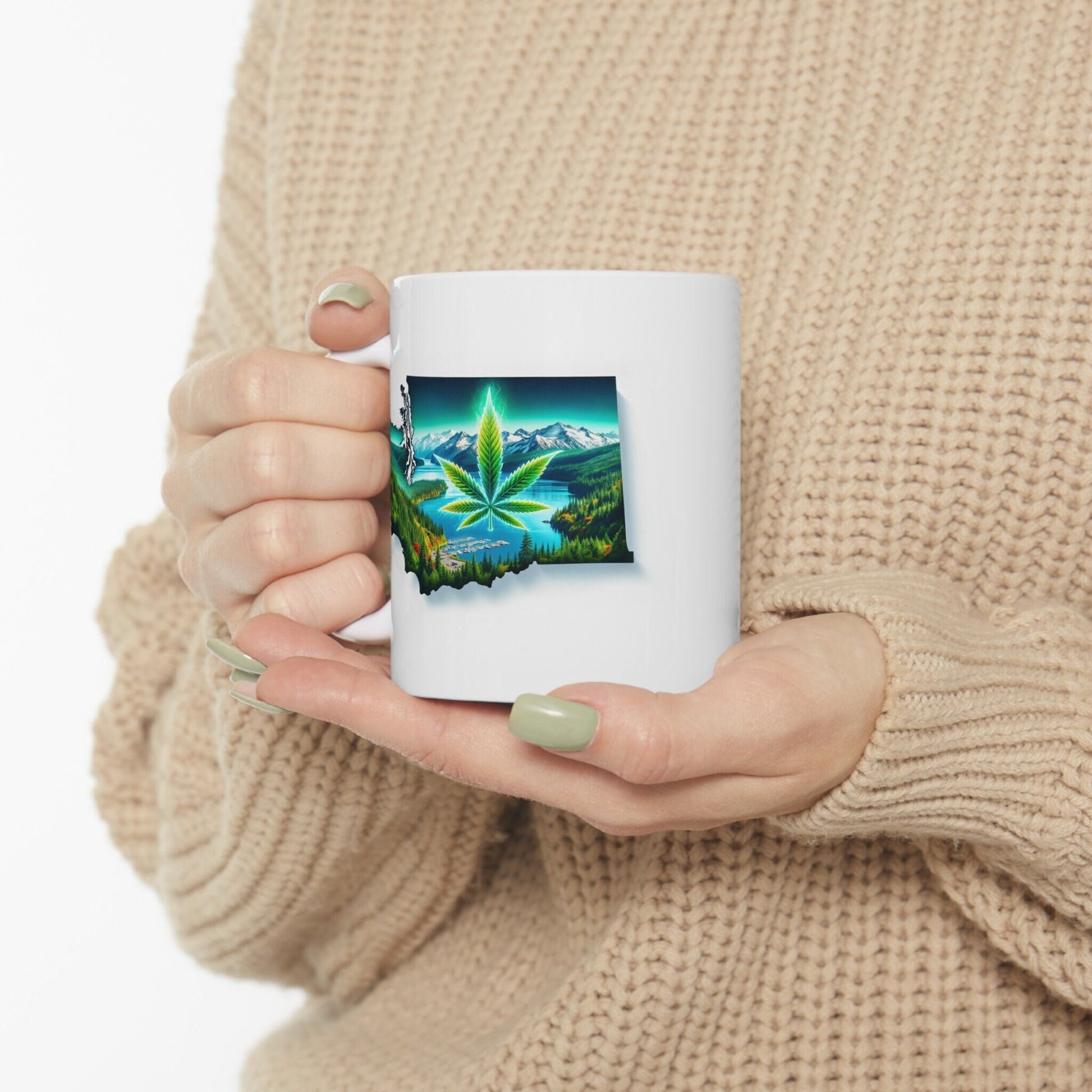 WASHINGTON Weed Mug - State Themed Coffee Mugs, Marijuana Graphic - Perfect Gift for Smokers, Weed Lovers, Stoners - Cannabis Decor