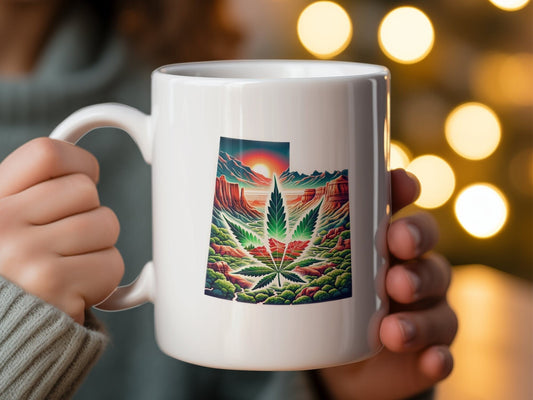 UTAH Weed Mug - State Themed Coffee Mugs, Marijuana Graphic - Perfect Gift for Smokers, Weed Lovers, Stoners - Cannabis Decor