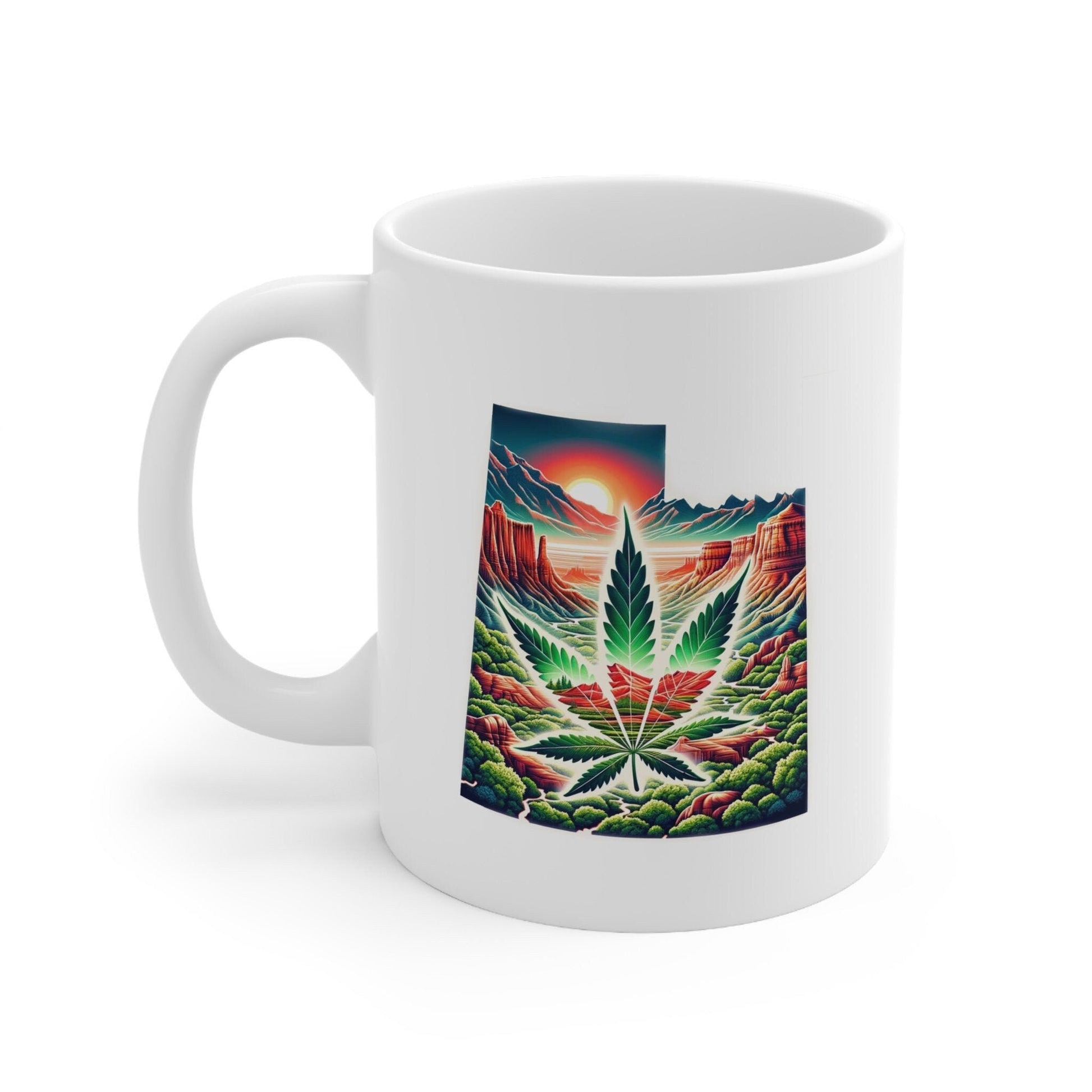UTAH Weed Mug - State Themed Coffee Mugs, Marijuana Graphic - Perfect Gift for Smokers, Weed Lovers, Stoners - Cannabis Decor