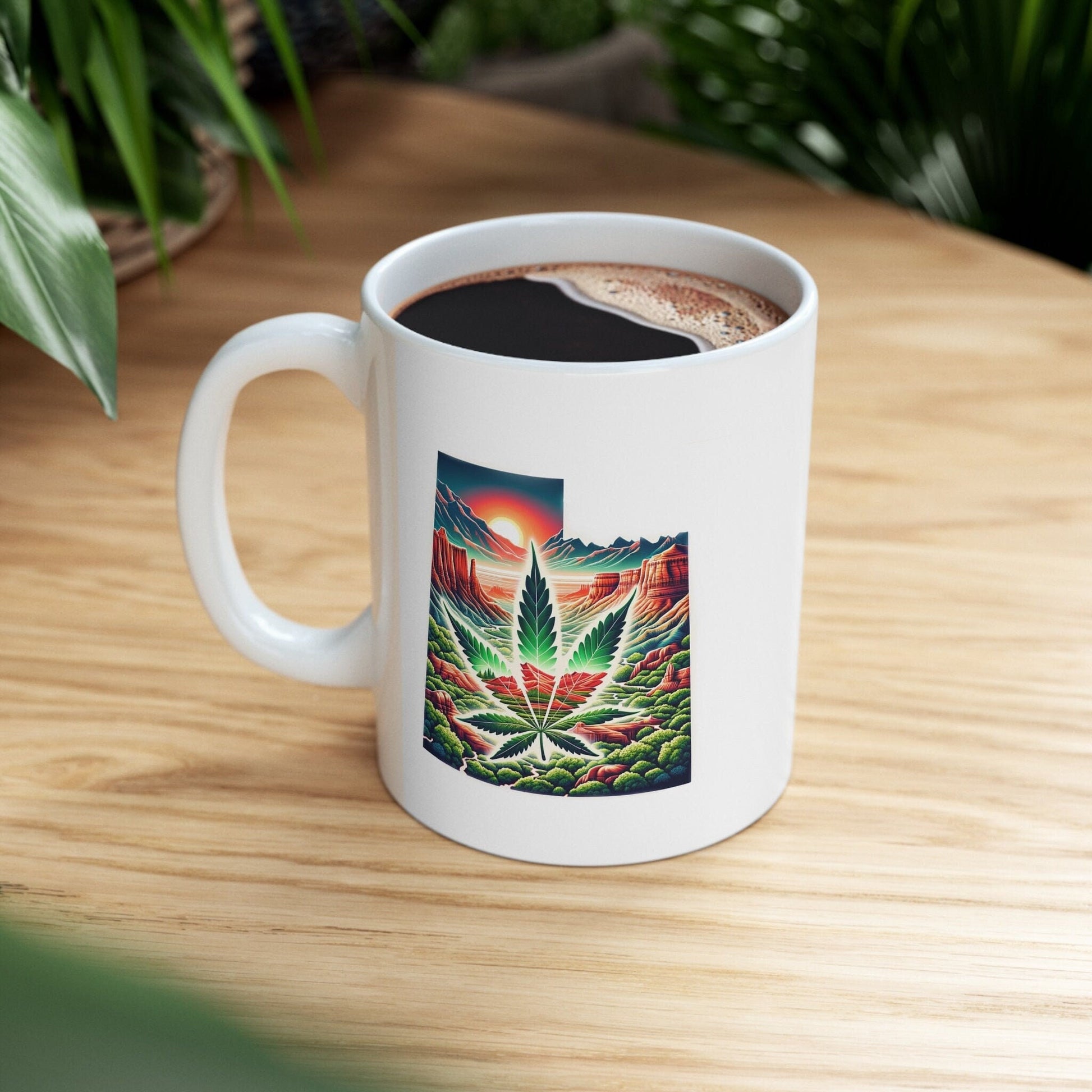 UTAH Weed Mug - State Themed Coffee Mugs, Marijuana Graphic - Perfect Gift for Smokers, Weed Lovers, Stoners - Cannabis Decor