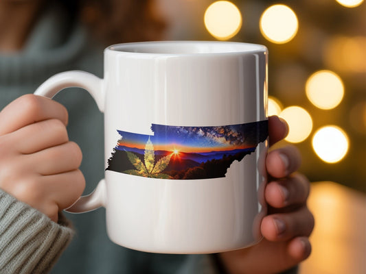 TENNESSEE Weed Mug - State Themed Coffee Mugs, Marijuana Graphic - Perfect Gift for Smokers, Weed Lovers, Stoners - Cannabis Decor